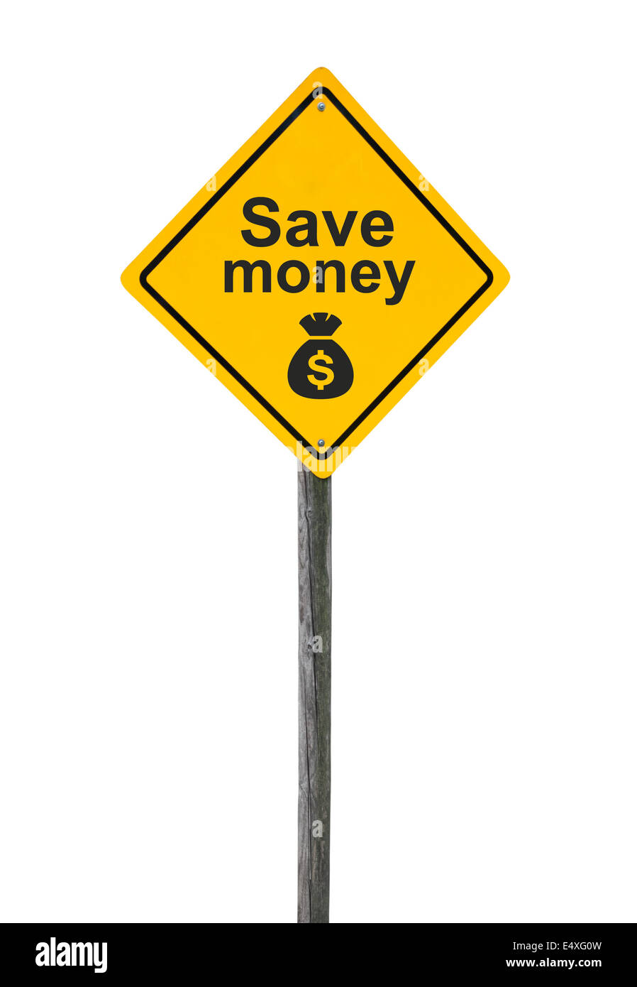 Risparmiare denaro cartello stradale. Foto Stock