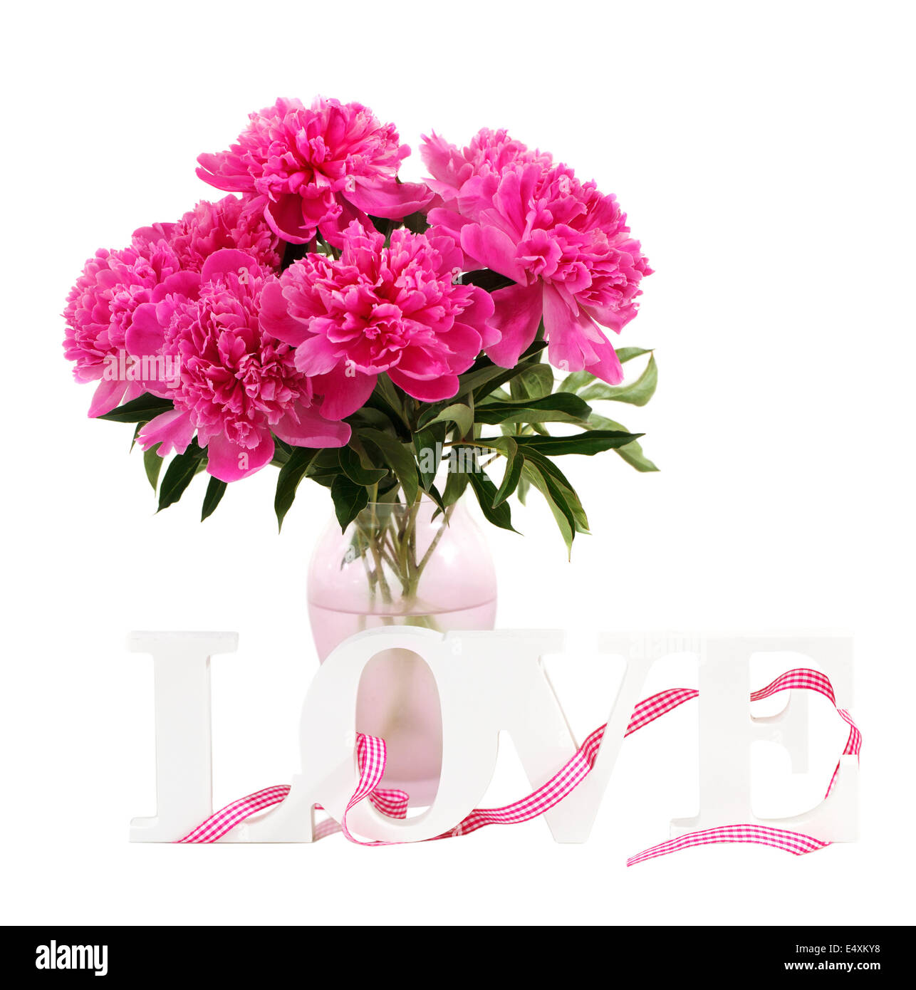 Rosa peonia fiori in vaso Foto Stock