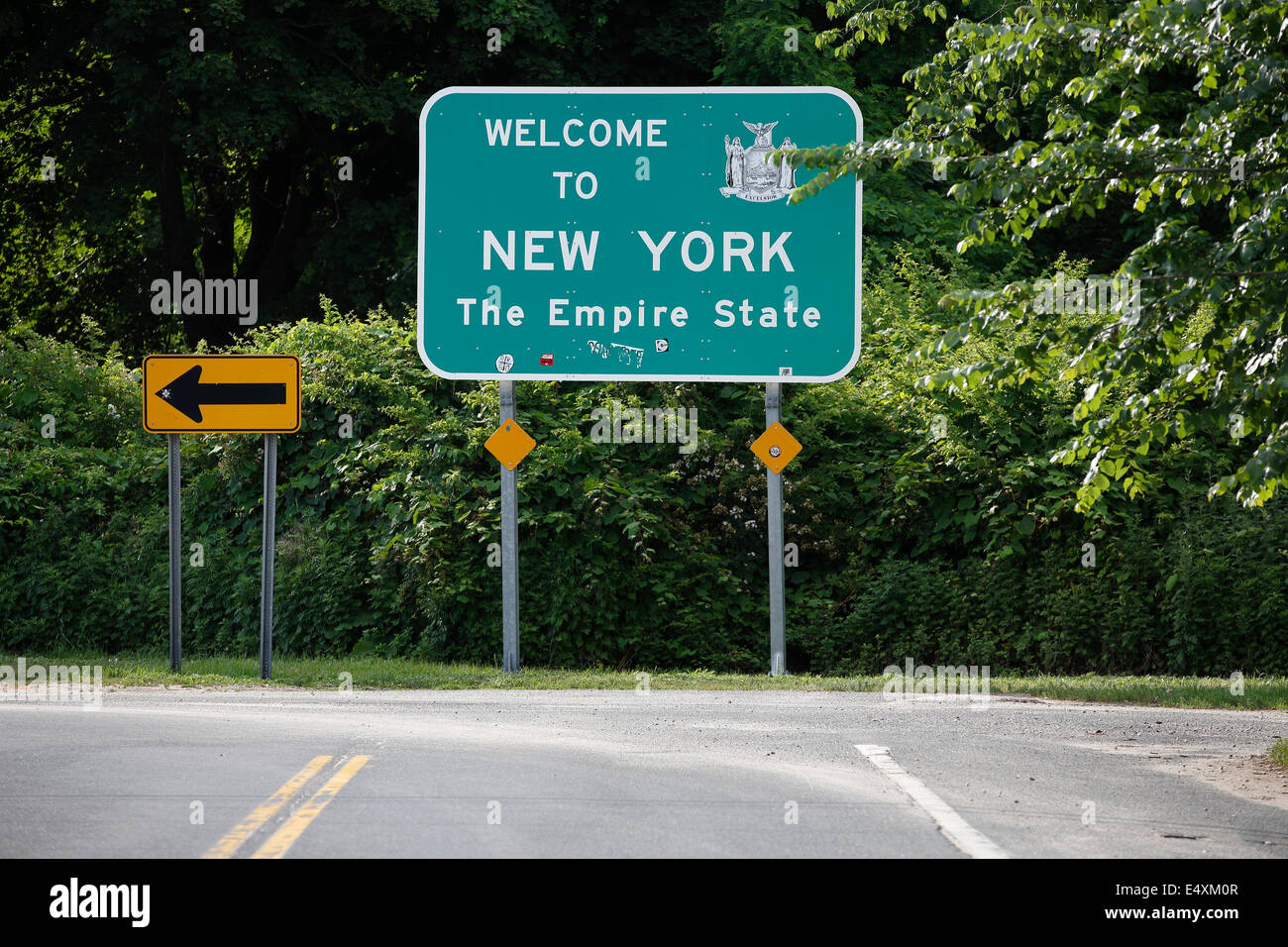 Benvenuto a New York segno, Orient Point, Long Island, New York, Stati Uniti d'America Foto Stock