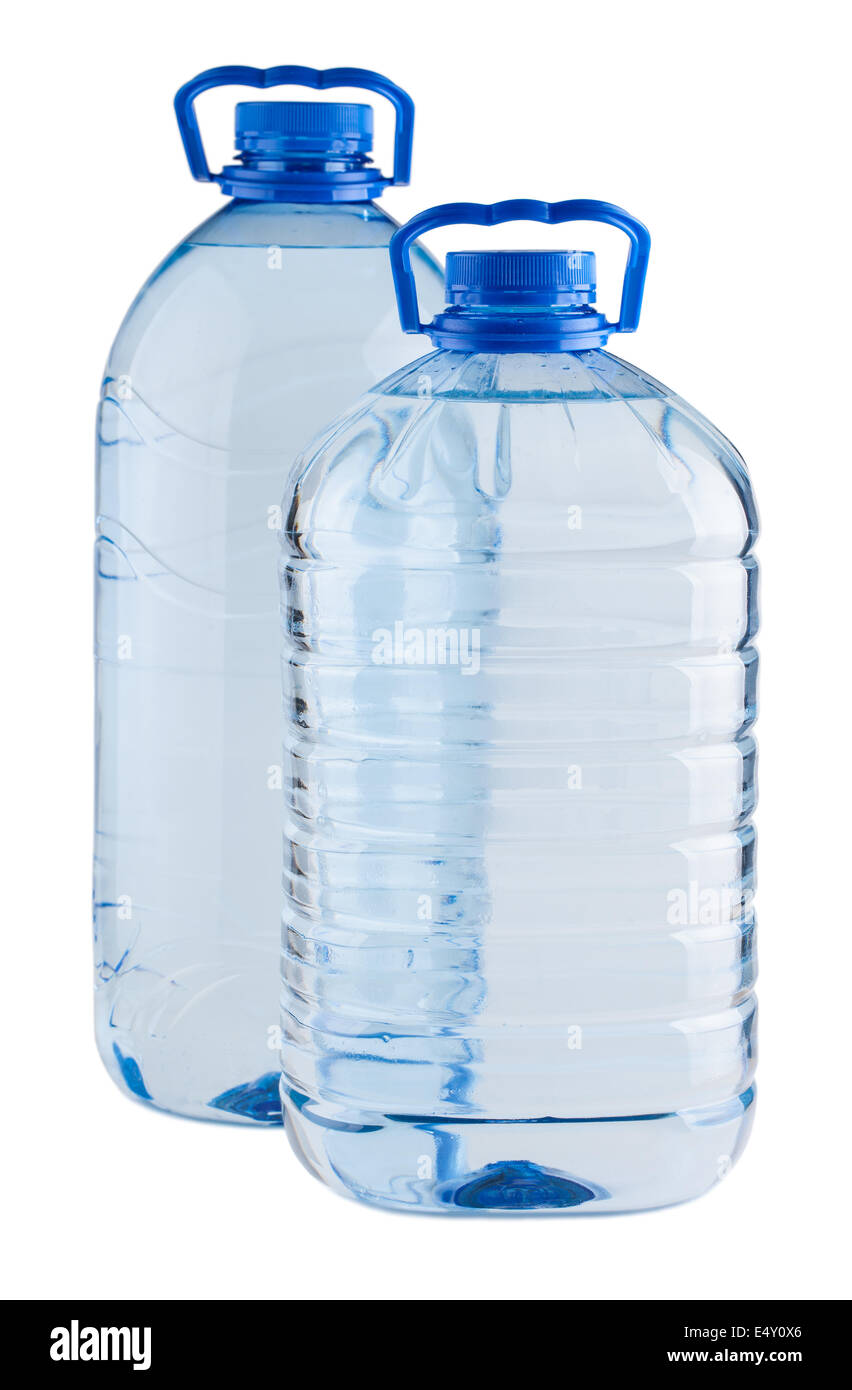 Coppia di plastica le bottiglie di acqua Foto Stock