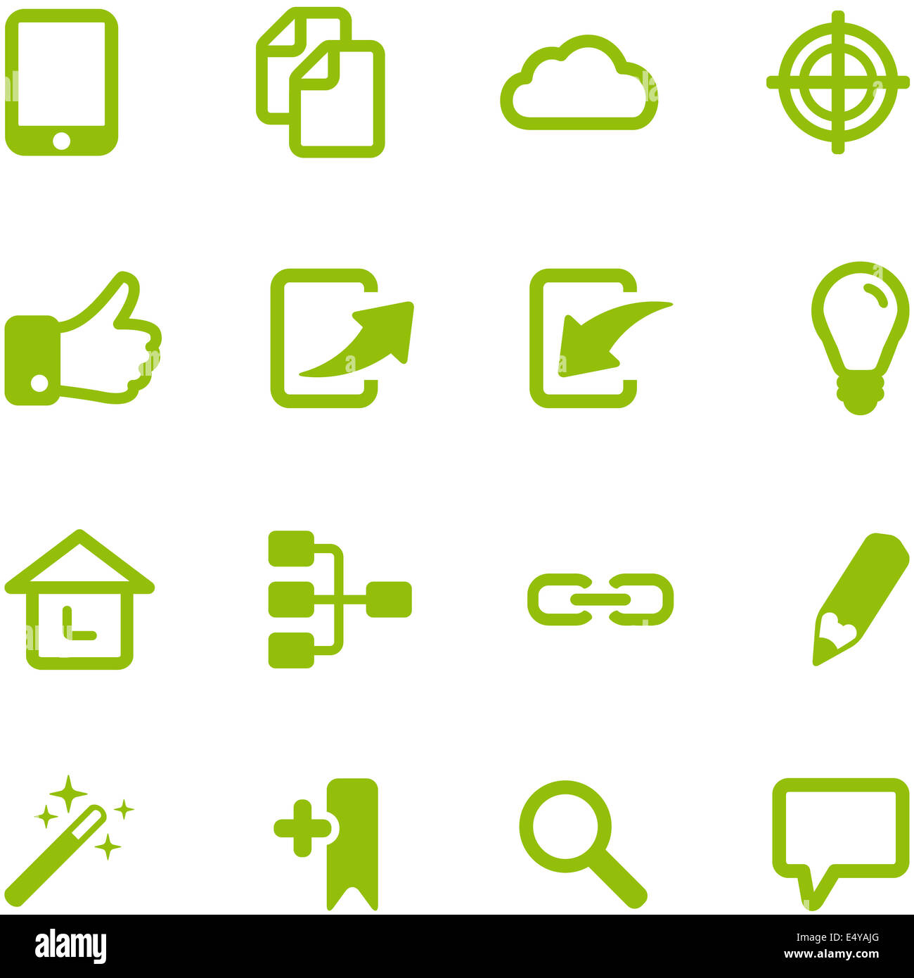 Set di Bright Green icone. Foto Stock