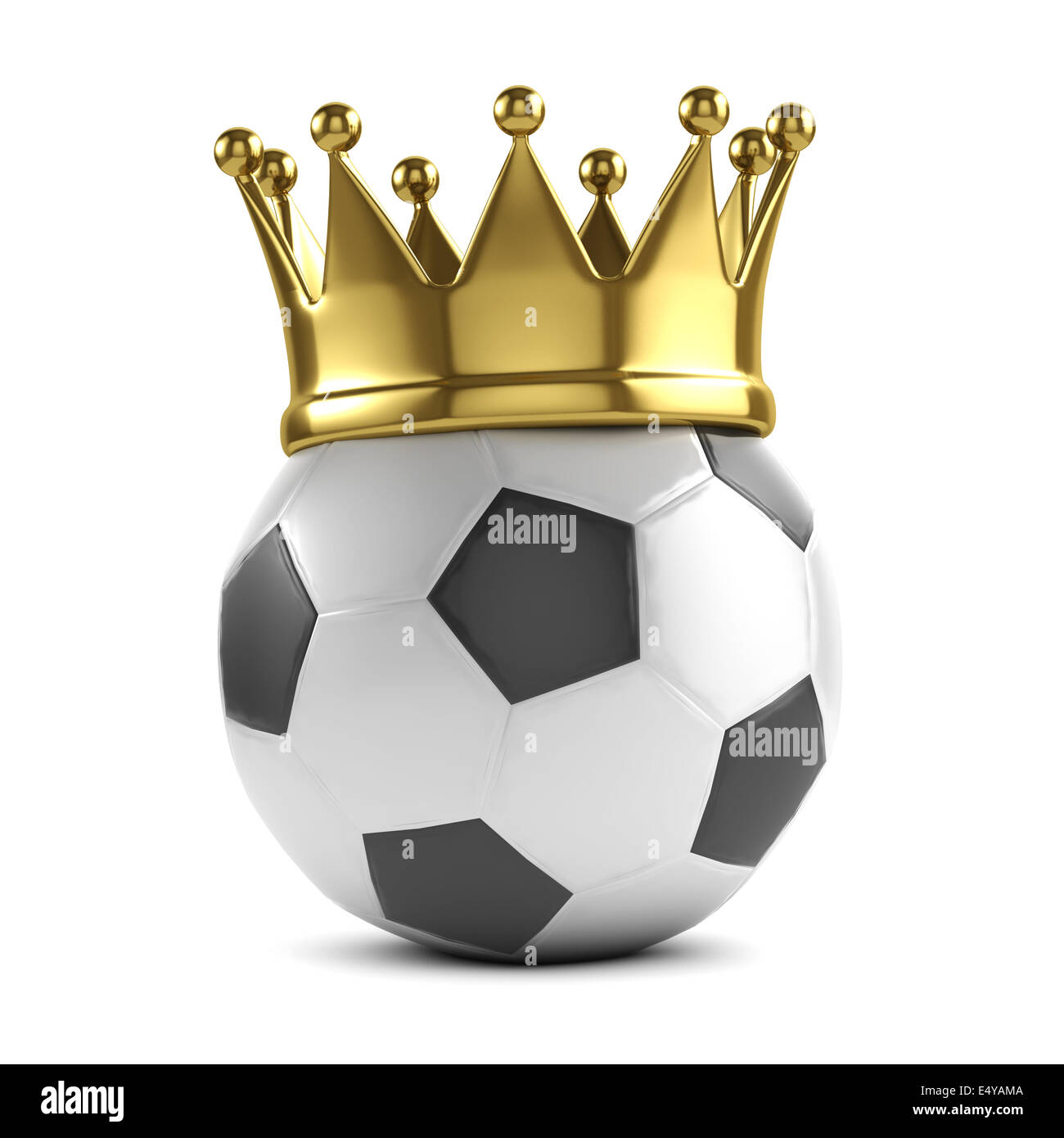 3D render di un pallone da calcio con corona d'oro Foto stock - Alamy