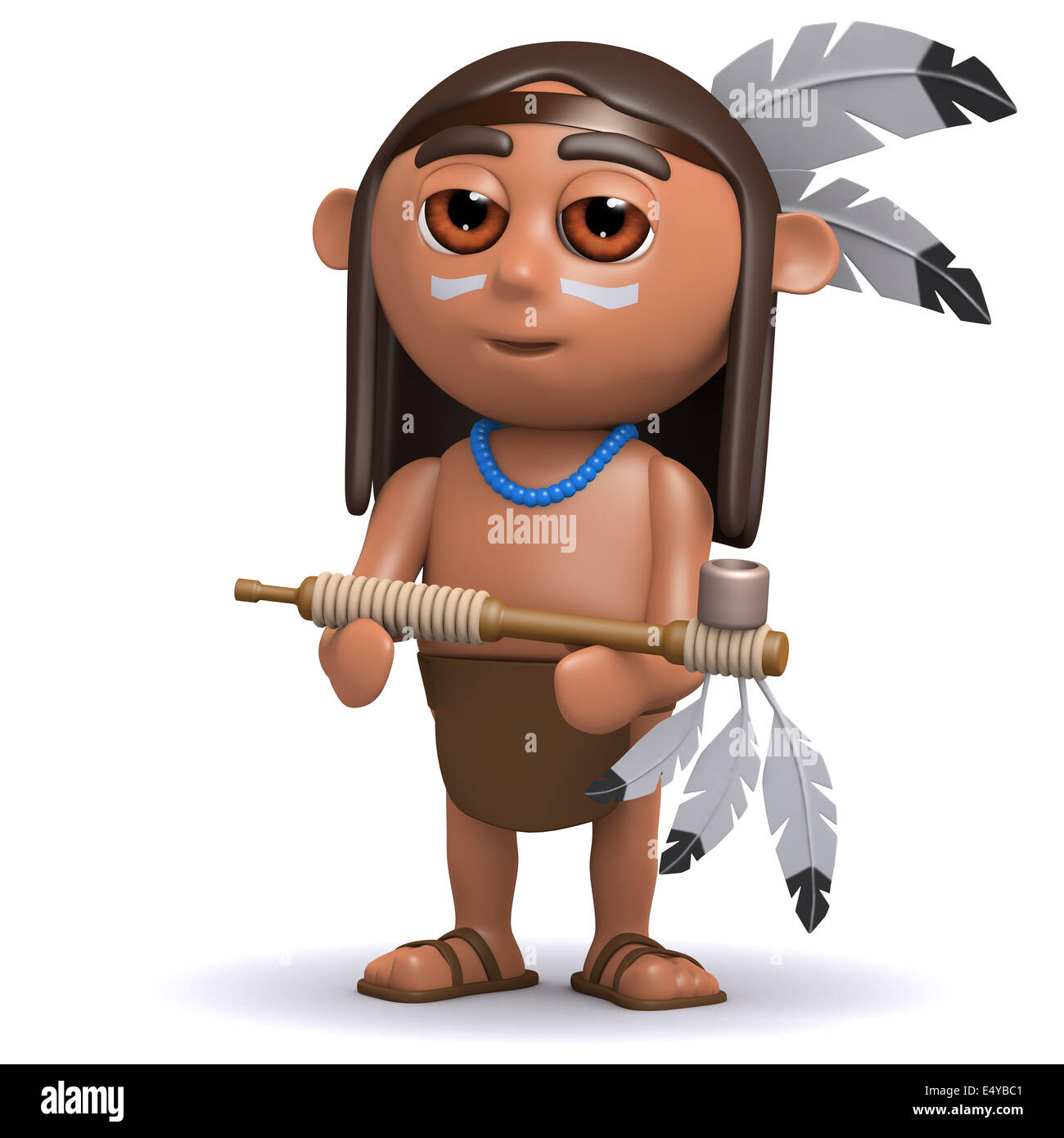 3D render di un Native American Indian offrendo una tubazione di pace Foto Stock