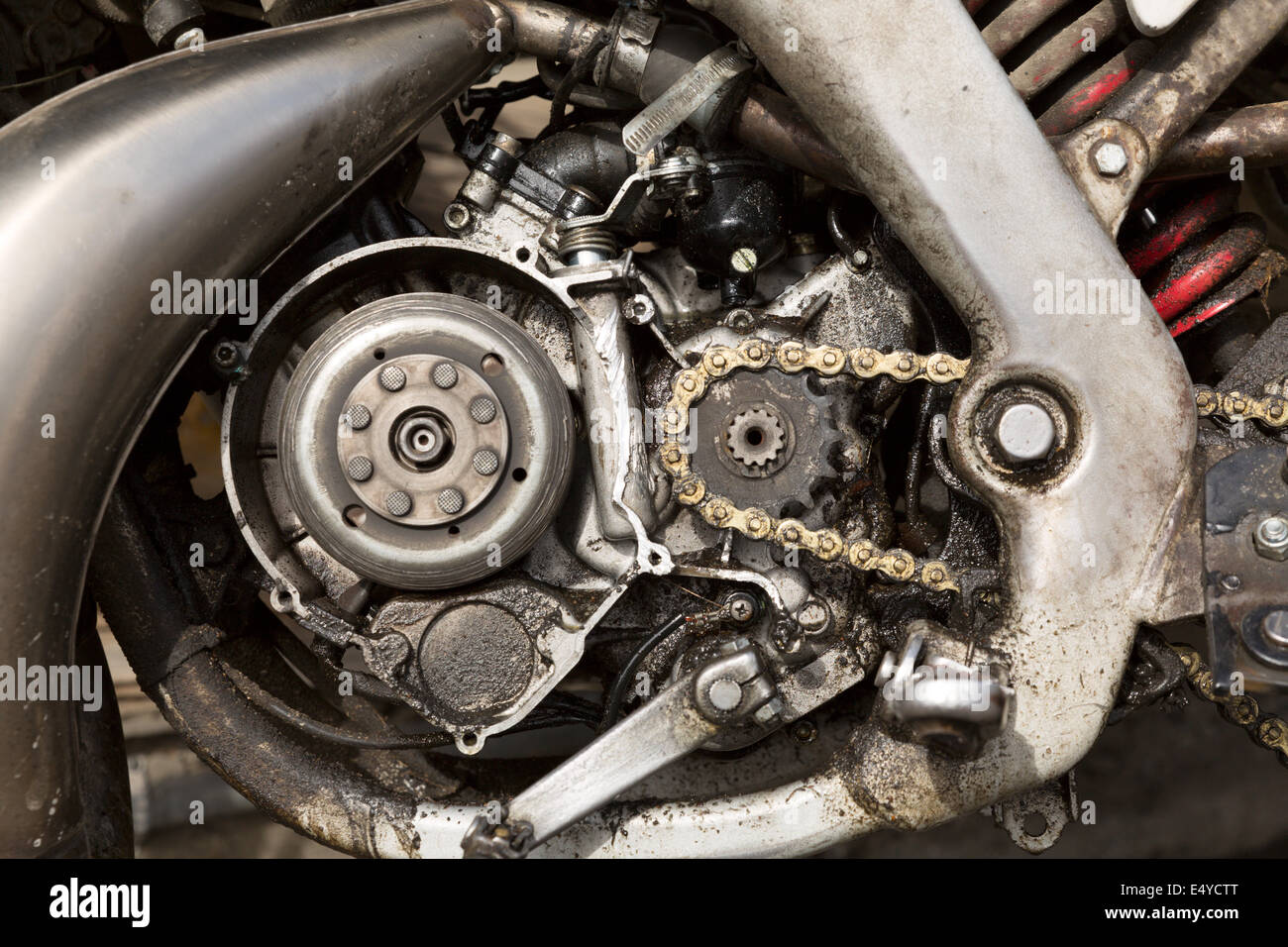 Il potente motore della motocicletta moderna Foto Stock