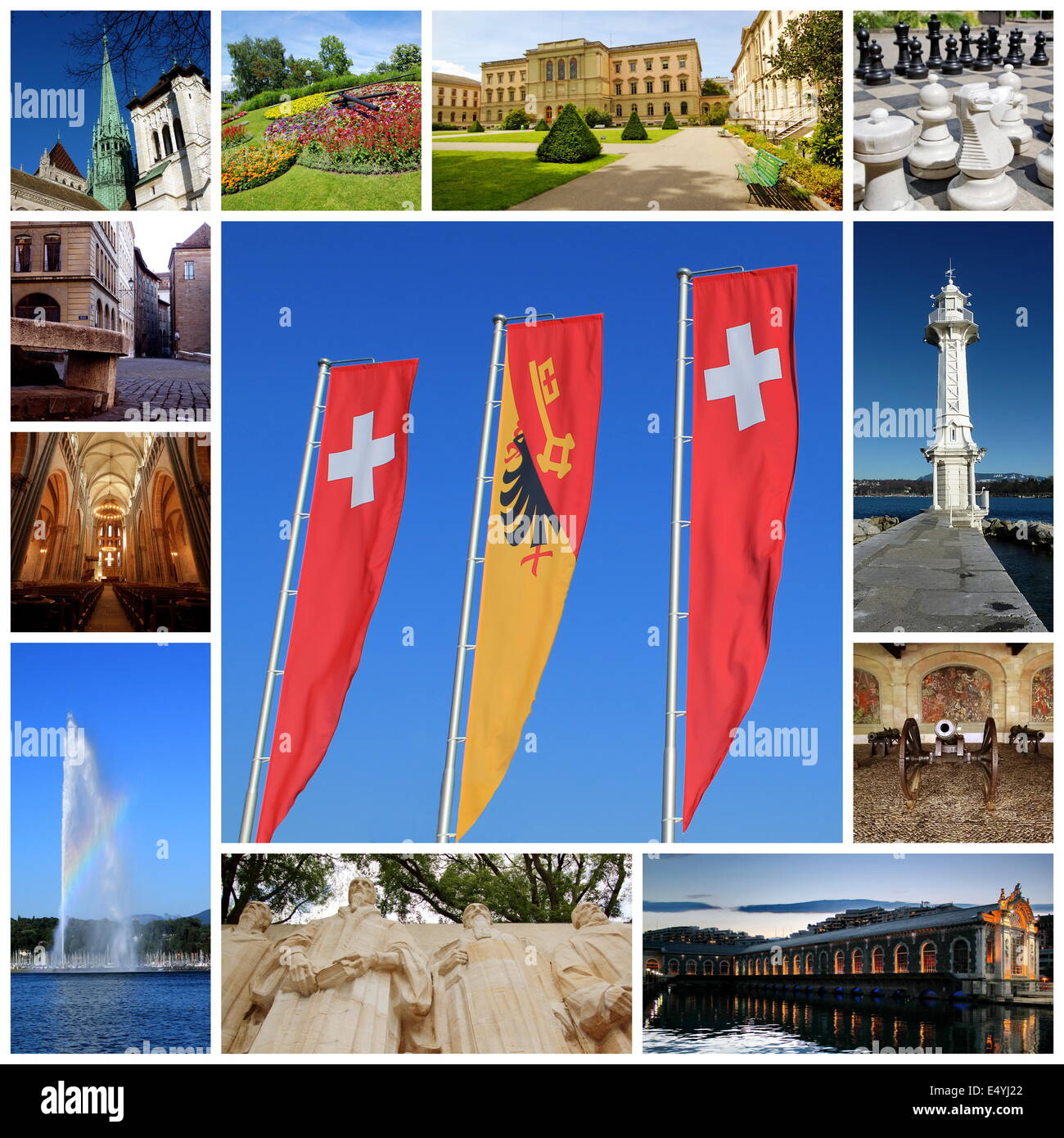 Città di Ginevra collage, Svizzera Foto Stock