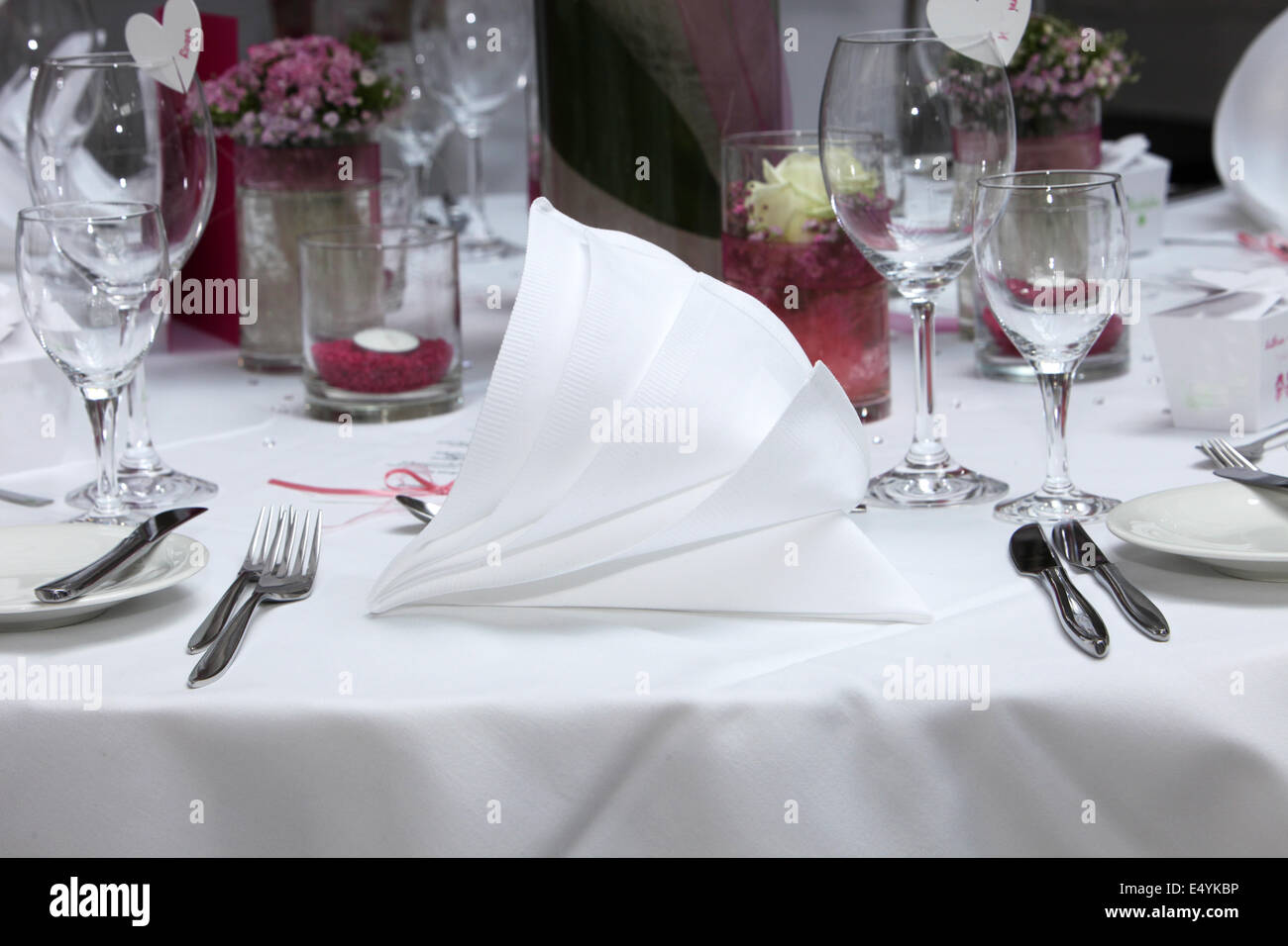 Luogo formale impostazione con biancheria di lusso Foto Stock