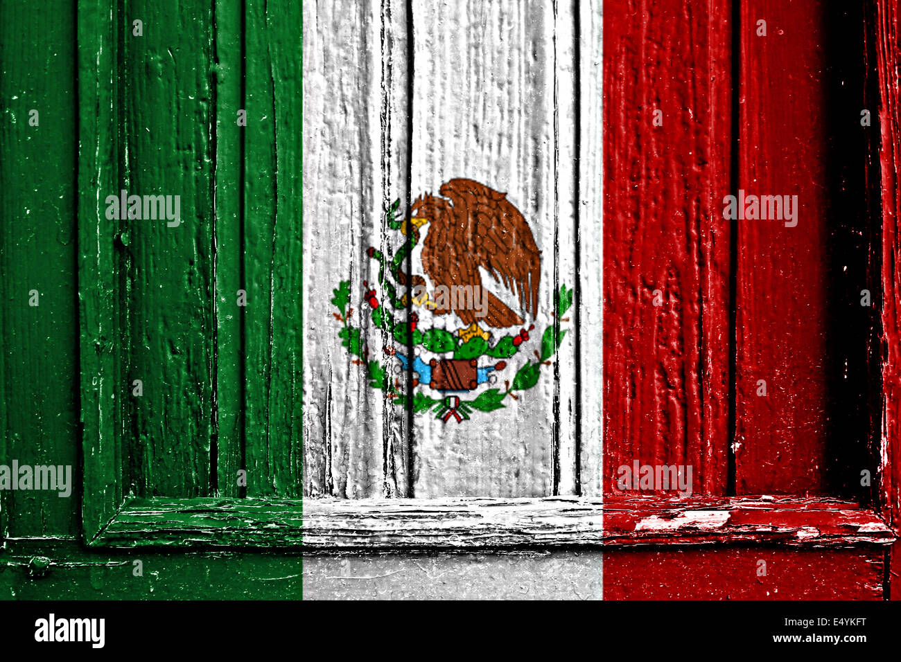 Bandiera del Messico dipinta sul telaio in legno Foto Stock