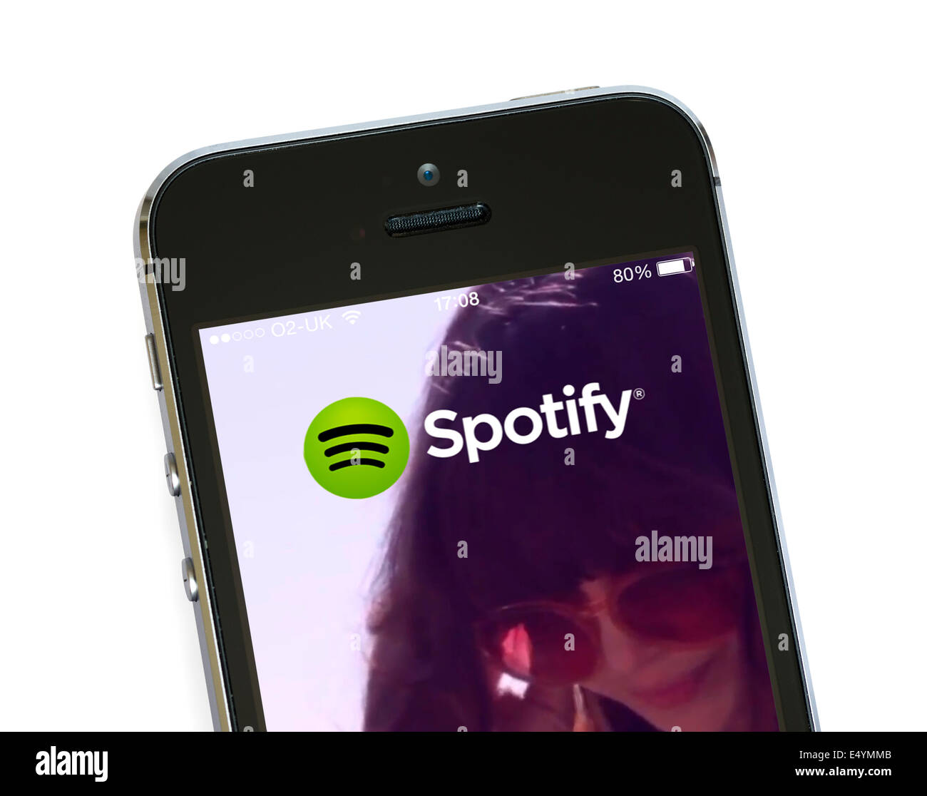 Il Spotify app su un Apple iPhone 5S Foto Stock
