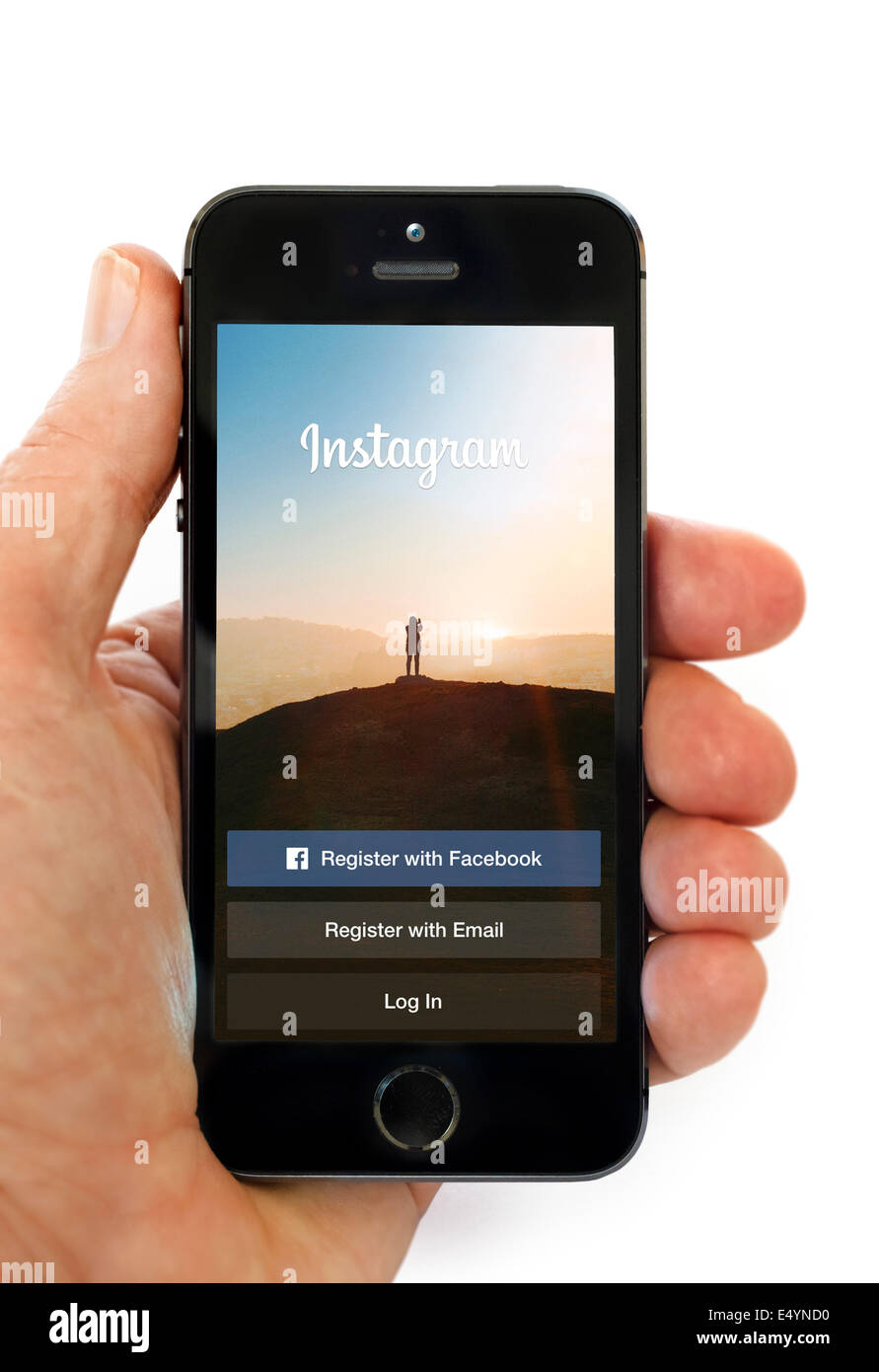 Instagram app su un Apple iPhone 5S Foto Stock