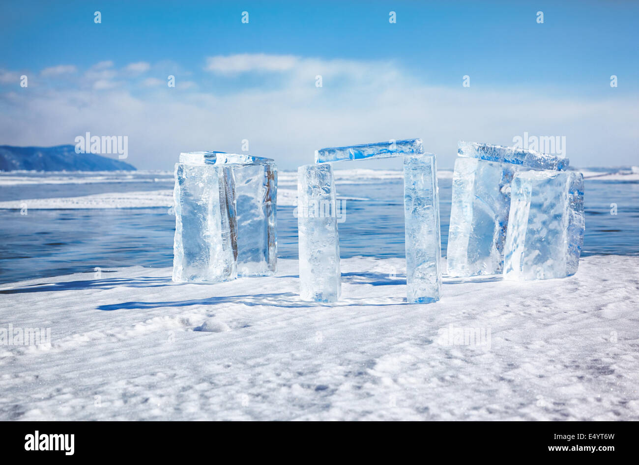 Icehange - Stonehenge - realizzato da ghiaccio Foto Stock