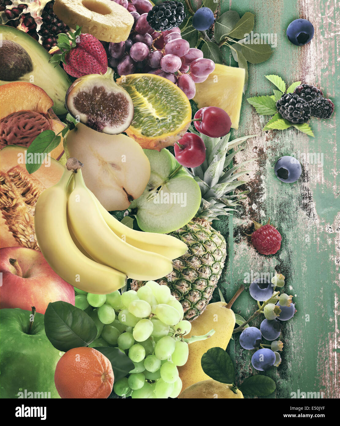 Frutta fresca e bacche Foto Stock