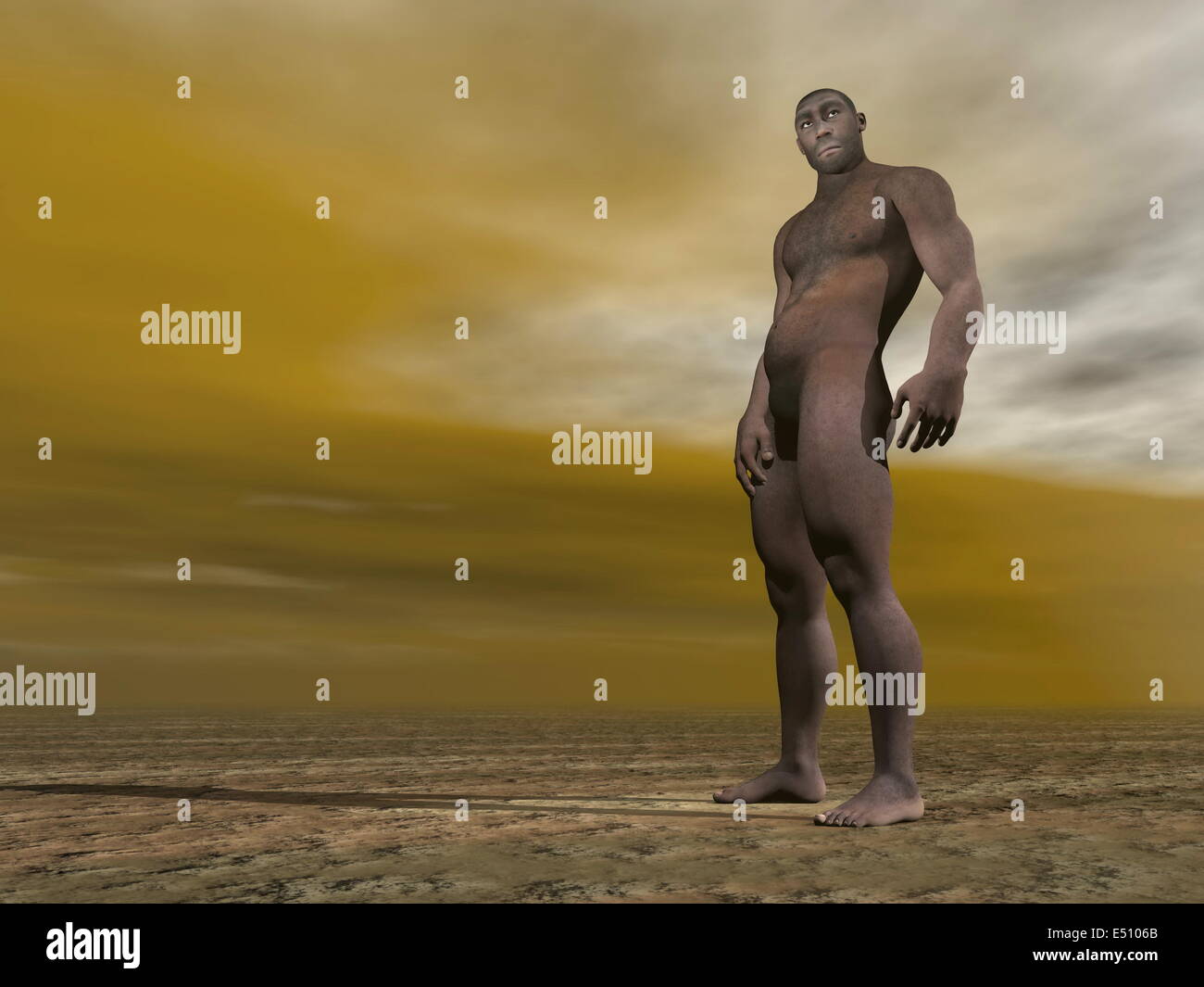Maschio di homo erectus - 3D render Foto Stock