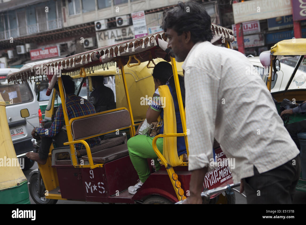 In rickshaw driver, Old-Dehli, India Foto Stock