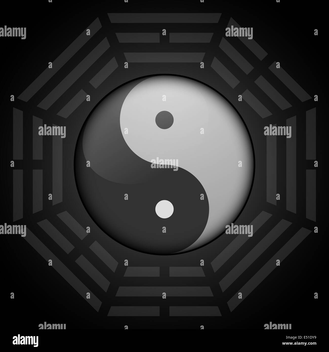 Yin Yang con bagua ottagono Foto Stock