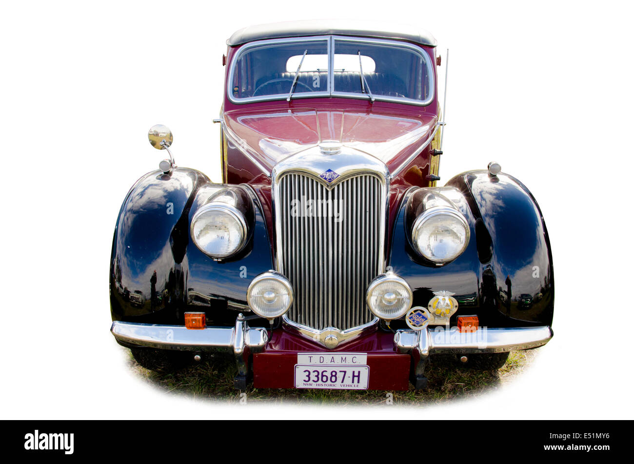 Vista frontale di un degli anni cinquanta Riley RM automobile berlina Foto Stock