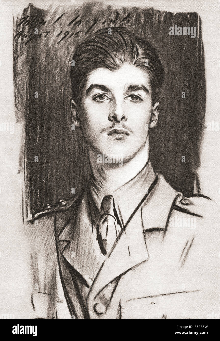 Lt. Edward Wyndham Tennant, 1897 - 1916. In Lieuteant il granatiere protezioni e inglese poeta di guerra. Foto Stock