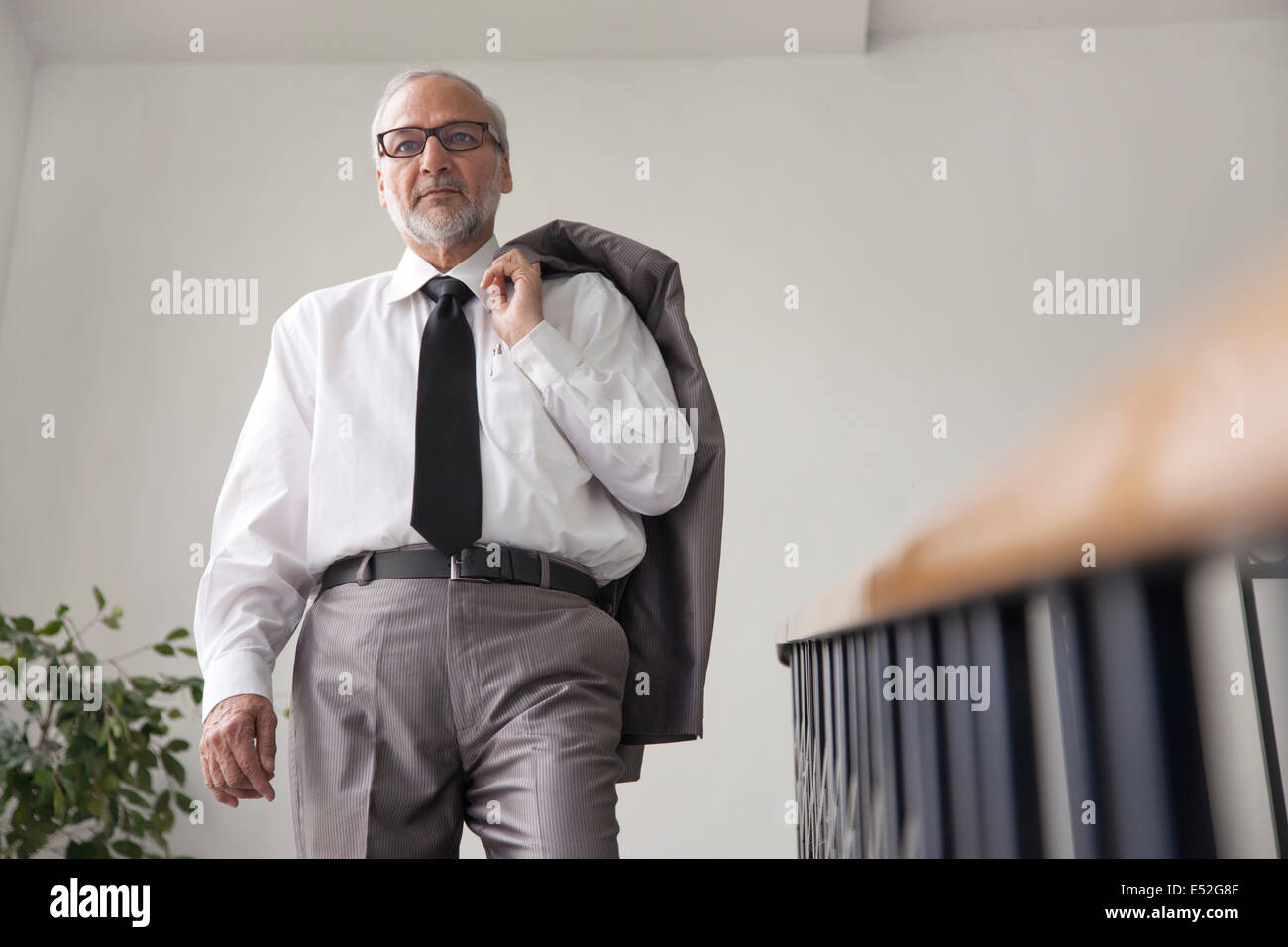 Senior Executive maschio su una scala Foto Stock
