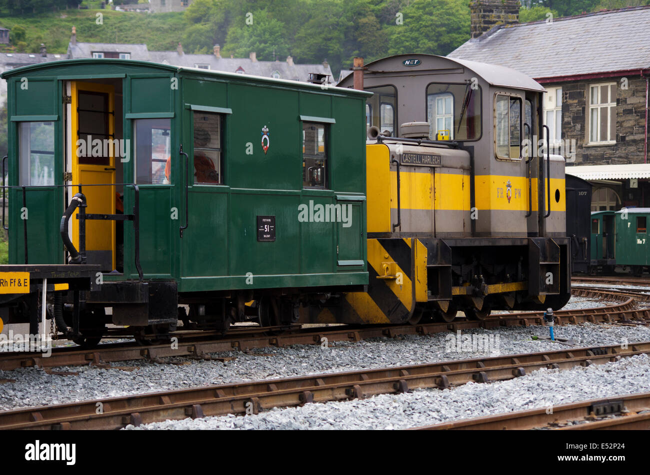 Ffestiniog Railway, Porthmadog, Gwynedd Foto Stock