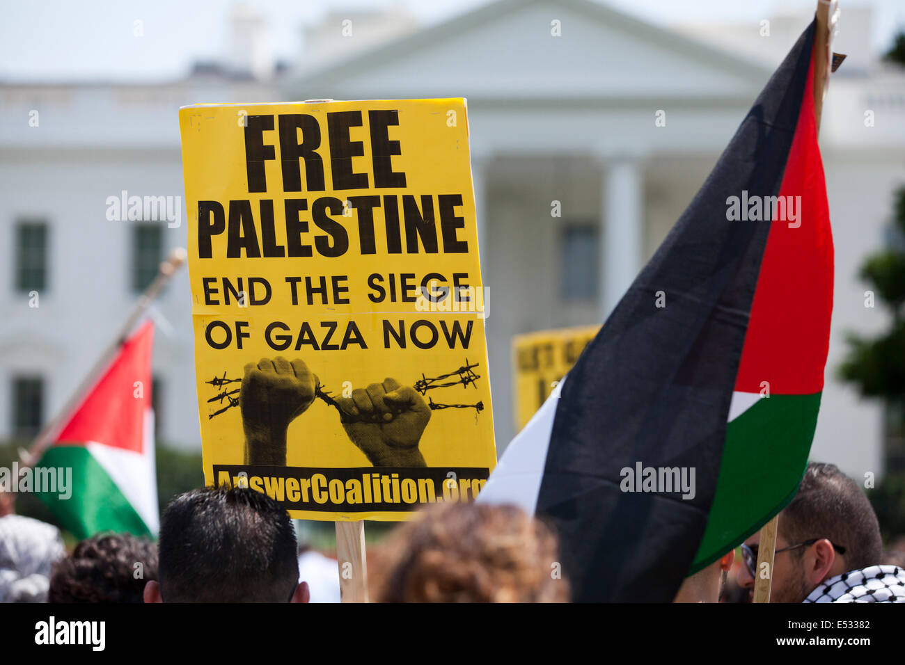 Palestinian-Americans si riuniscono di fronte alla Casa Bianca a sollecitare più azione contro Israele da Obama - Washington DC, Stati Uniti d'America Foto Stock