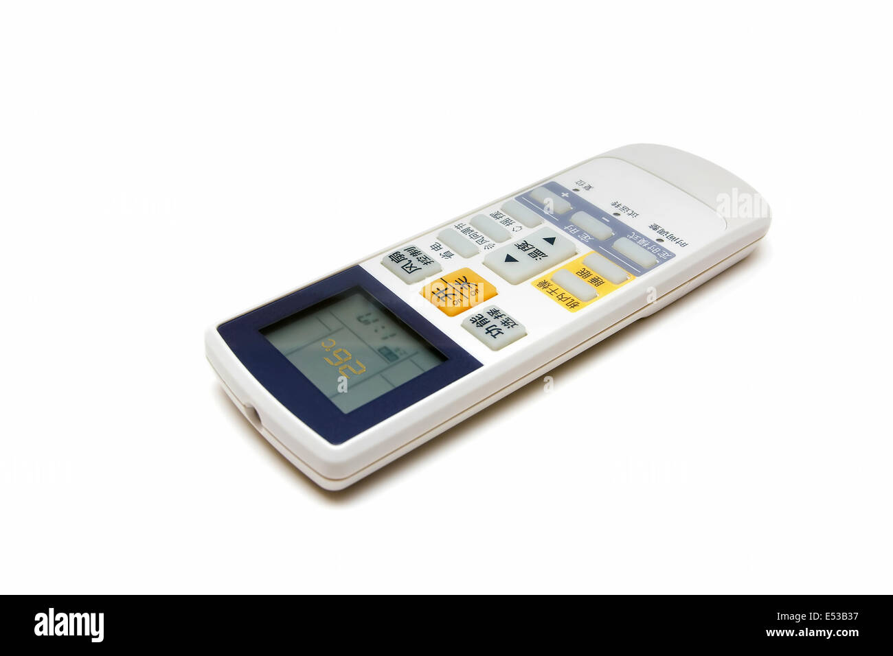 Telecomando aria condizionata isolato su sfondo bianco Foto Stock