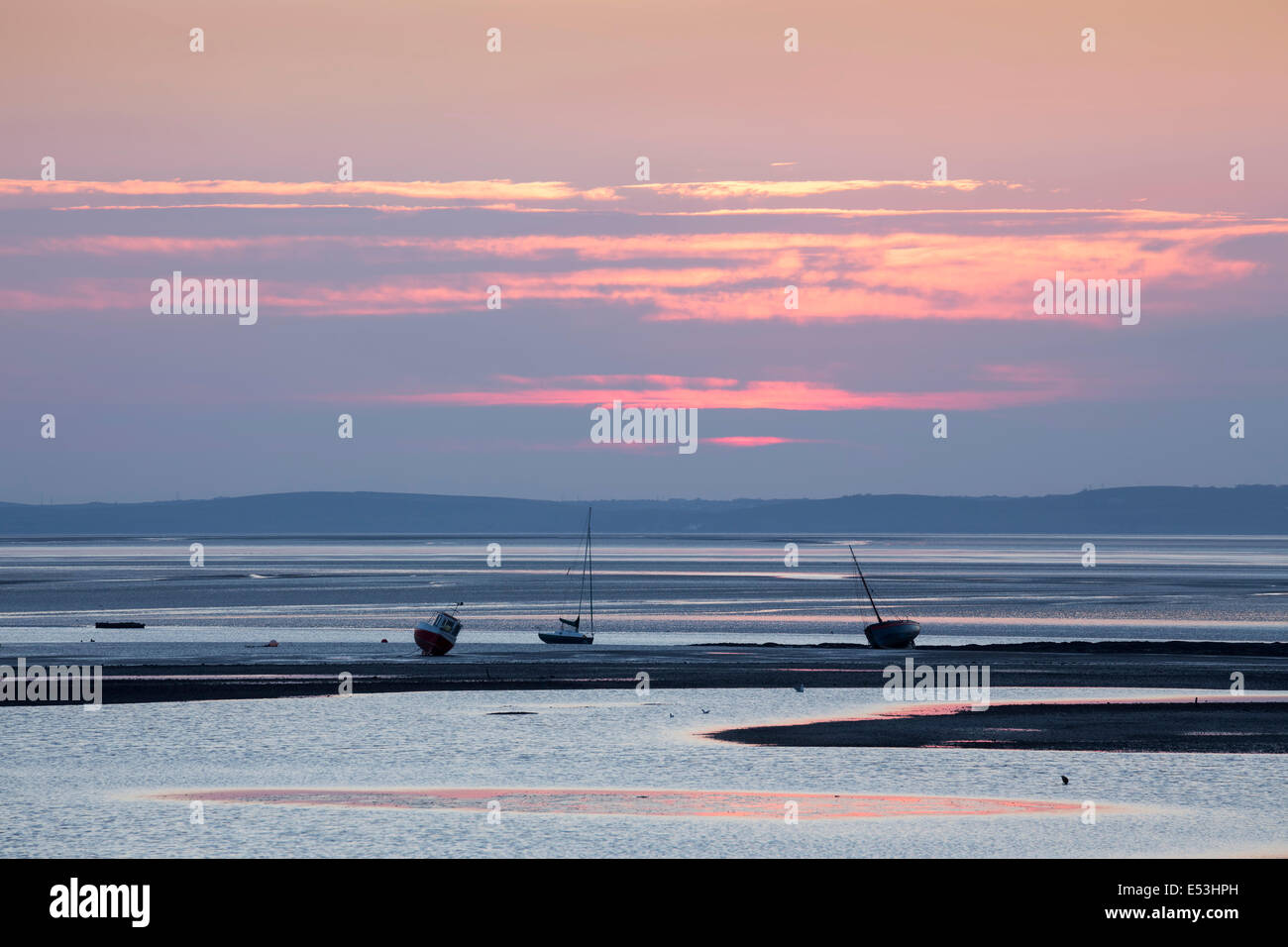 Tramonto sulla baia di Morecambe, Lancashire. Foto Stock