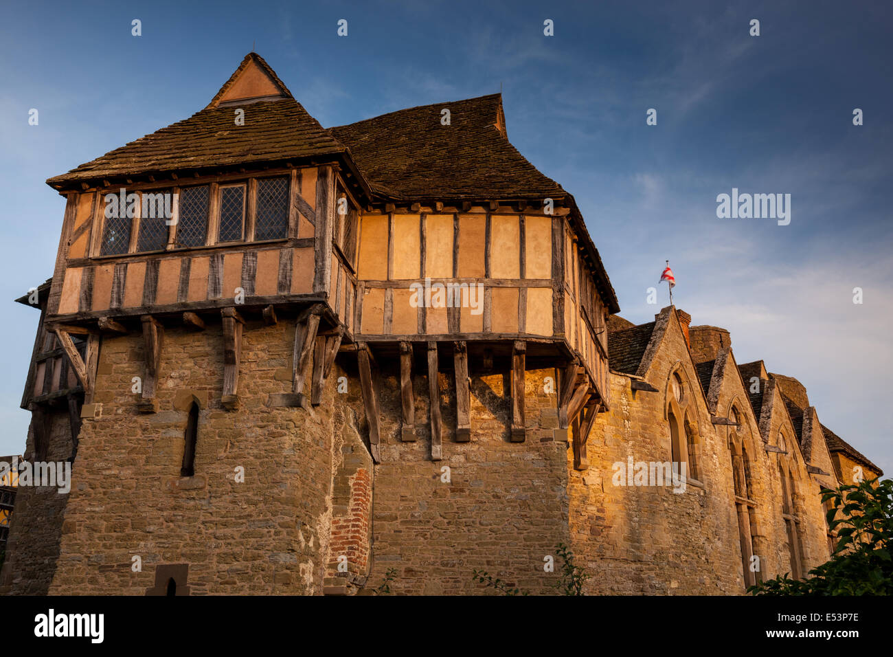 Stokesay Castle - maniero fortificato house, vicino a craven arms, Shropshire, Inghilterra Foto Stock
