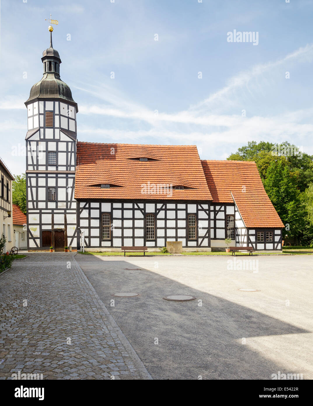 La struttura di legno chiesa, Saathain, Brandeburgo, Germania Foto Stock