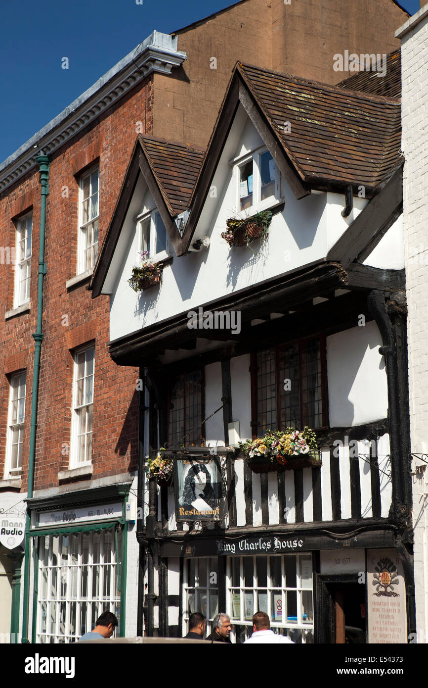 Regno Unito, Inghilterra, Worcestershire, Worcester, New Street, King Charles House, occupata da Carlo II Guerra civile battaglia Foto Stock