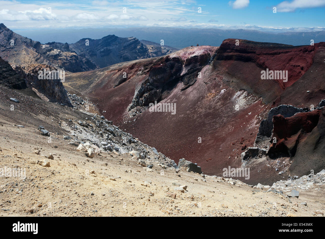 Vista sul cratere rosso Foto Stock