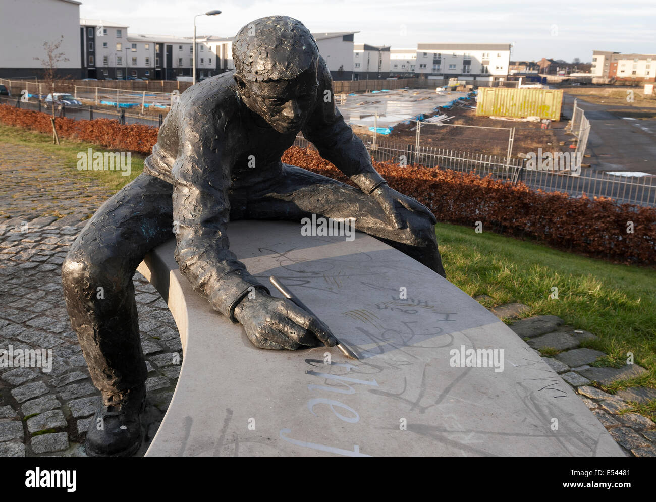 Gli scrittori scultura di David Annand a Clyde Visualizza Park Glasgow Foto Stock