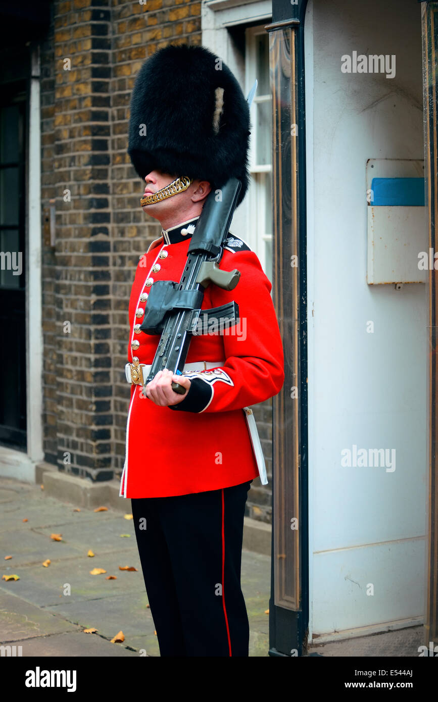 LONDON, Regno Unito - Sep 27: British guardia il 27 settembre 2013 a Londra, Regno Unito. La cerimonia è una delle attrazioni principali di Londra e del Regno Unito di tradizioni militari. Foto Stock