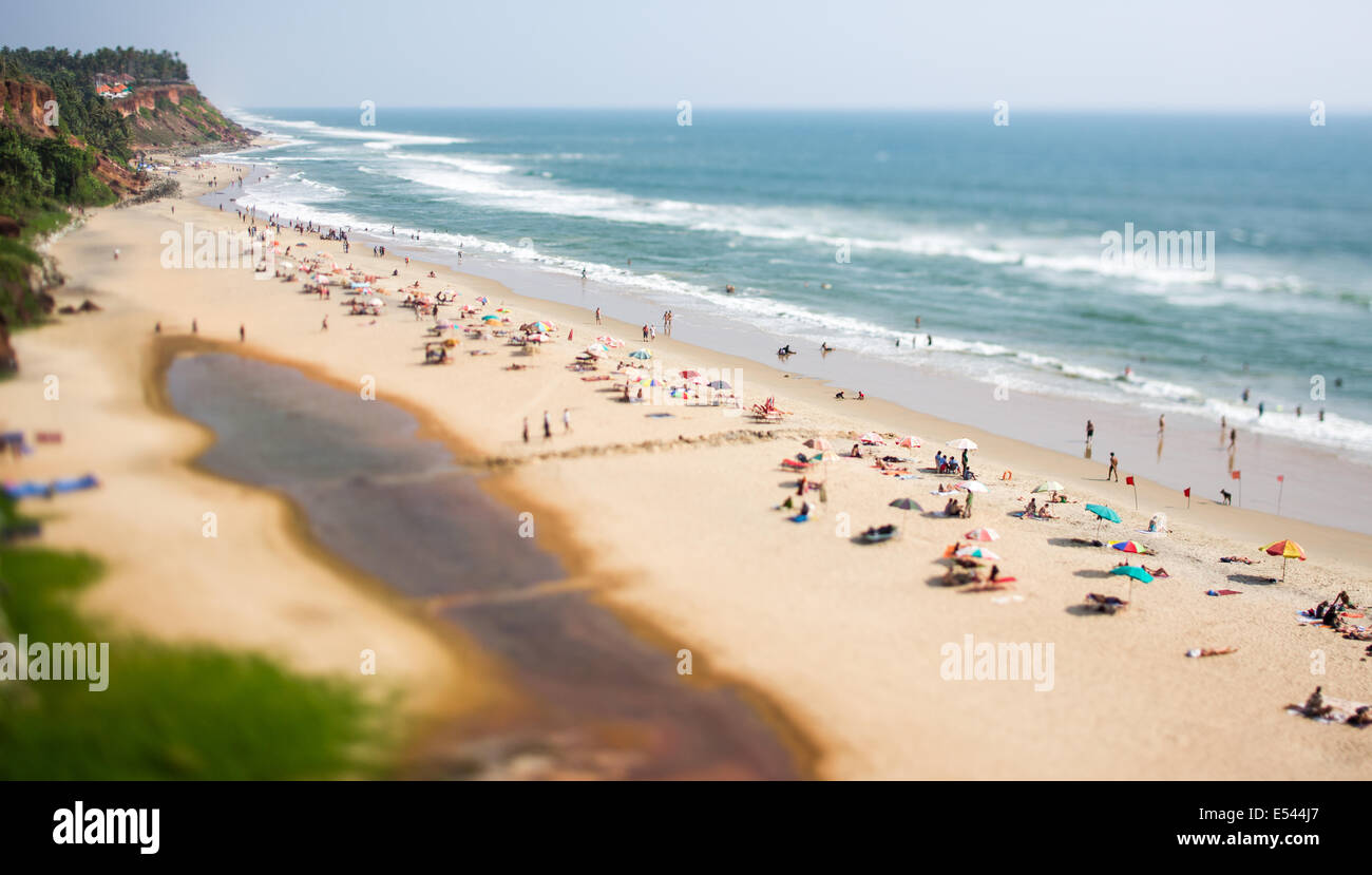 Il timelapse spiaggia dell'Oceano Indiano. India (tilt shift lente). Foto Stock