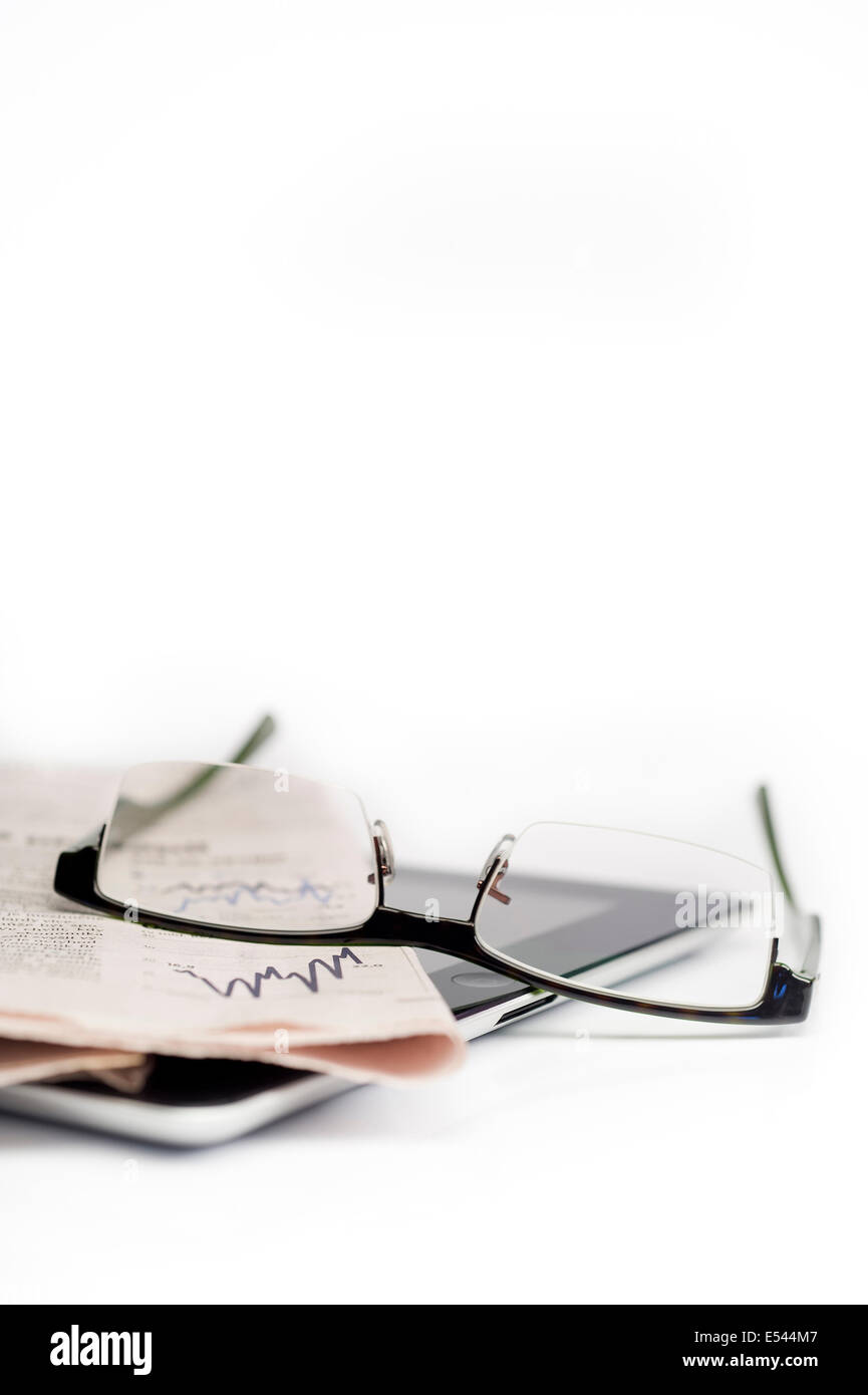 IPad e gli occhiali da lettura Foto Stock