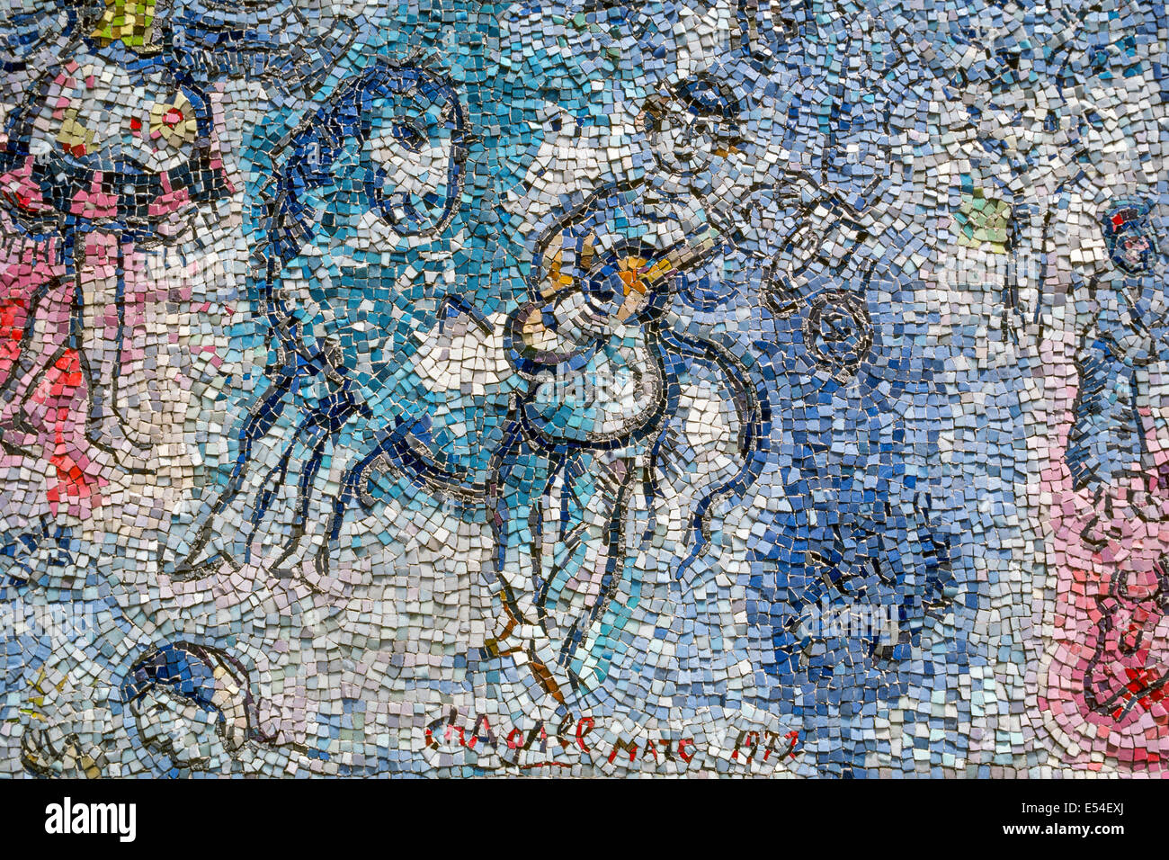 "Le Quattro Stagioni di mosaico di artista francese Marc Chagall è uno dei più monumentali opere esterna di arte pubblica in Chicago, Illinois, Stati Uniti d'America. Foto Stock