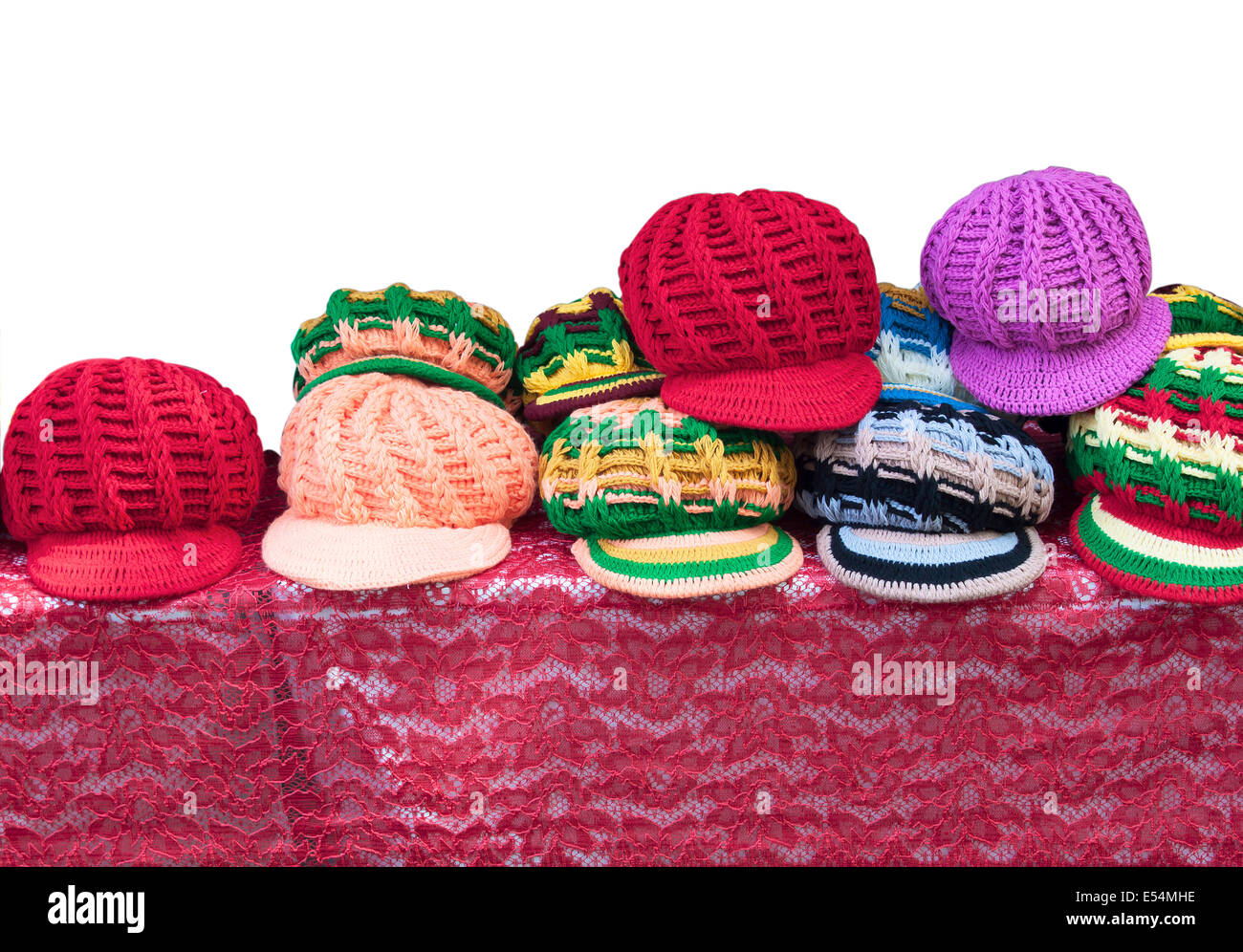 Cappello invernale a maglia con la fibra di cotone fatturati. Foto Stock