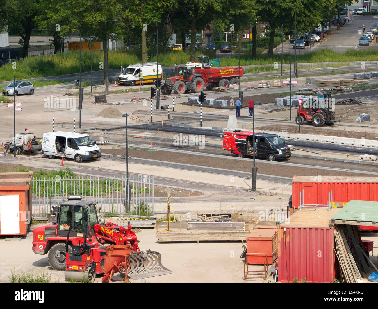 La costruzione di nuove strade nella città di Breda, Paesi Bassi Foto Stock