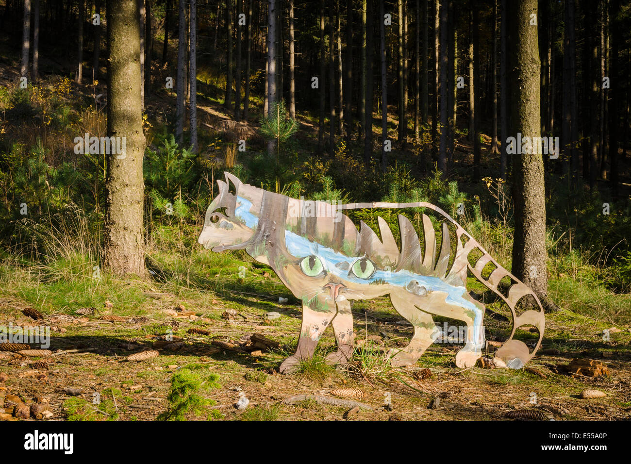 Tiger scultura in Teutoburger Wald Foto Stock