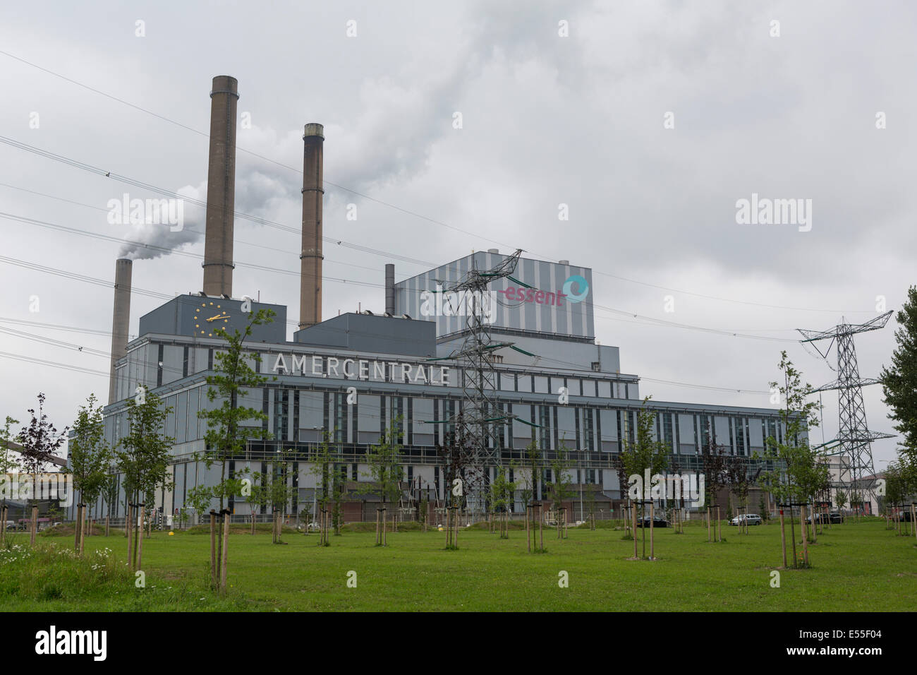 Amercentrale, impianto alimentato a carbone della stazione di proprietà di Essent in Geertruidenberg nei Paesi Bassi Foto Stock