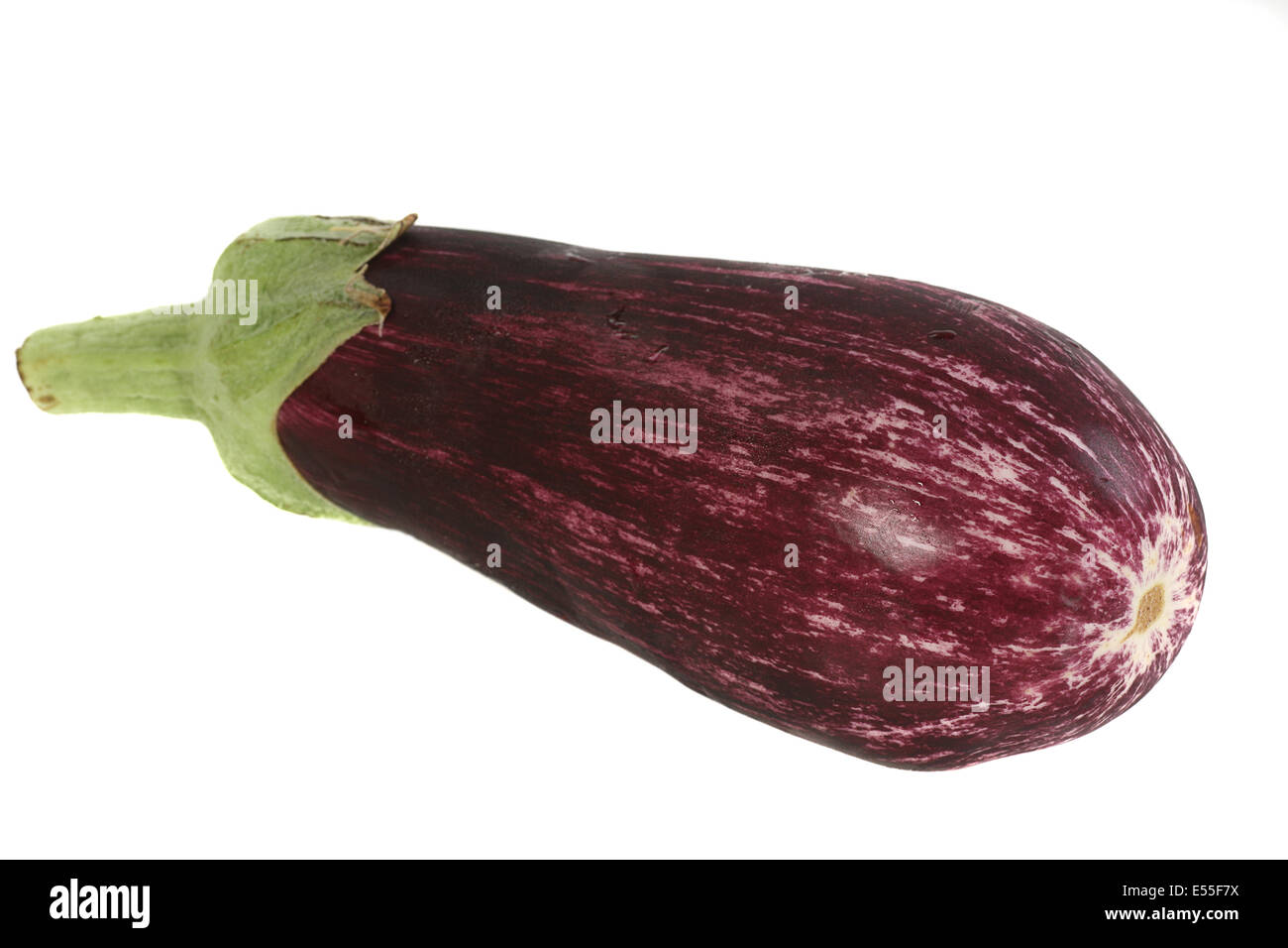 Singola melanzana graffiti isolati su sfondo bianco Foto Stock