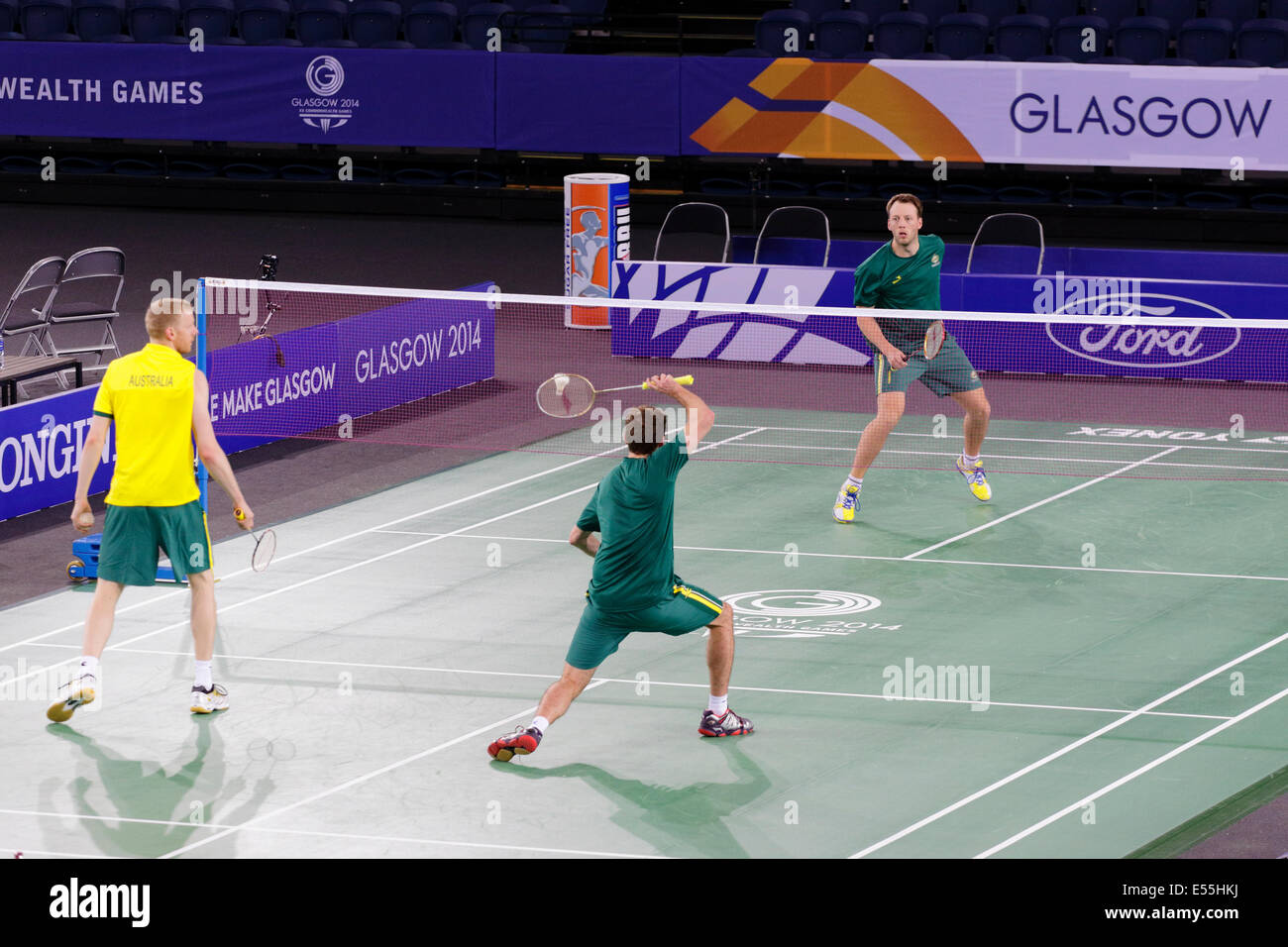 Emirates Arena, Glasgow, Scozia, Regno Unito, lunedì, 21 luglio 2014. Team Australia si allenerà presso la sede dei Glasgow 2014 Commonwealth Games Badminton Competitions Foto Stock