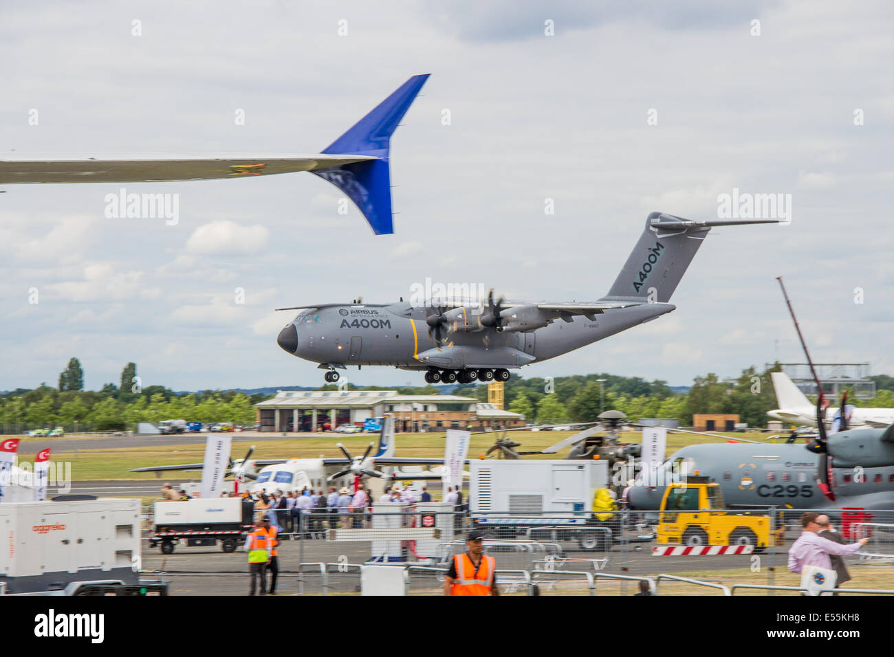 Airbus ha dimostrato la sua A400M Atlas militare piano di trasporto a Farnborough International Air Show il 15 Luglio 2014 Foto Stock