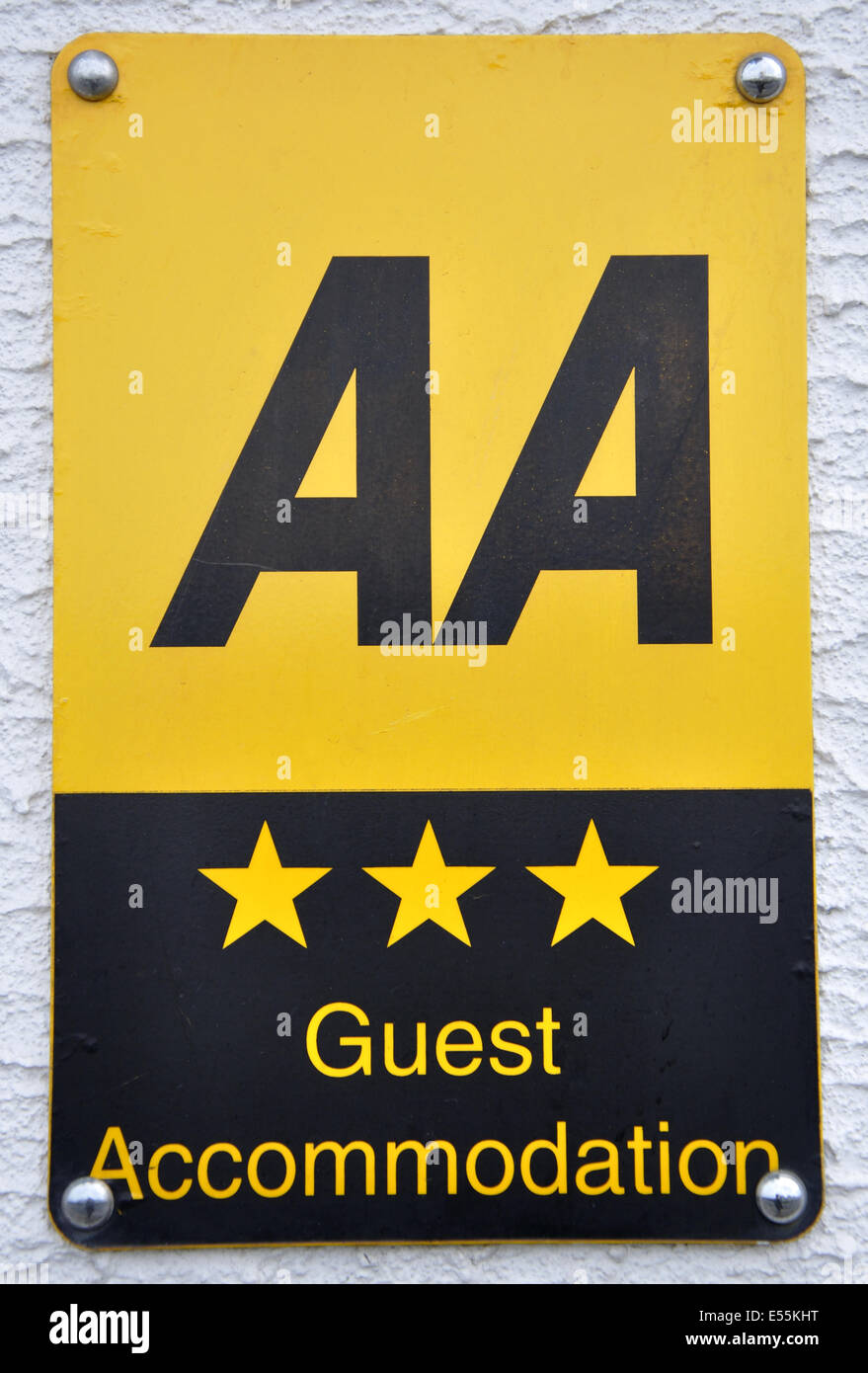AA tre stelle guest house accommodation segno, England, Regno Unito Foto Stock