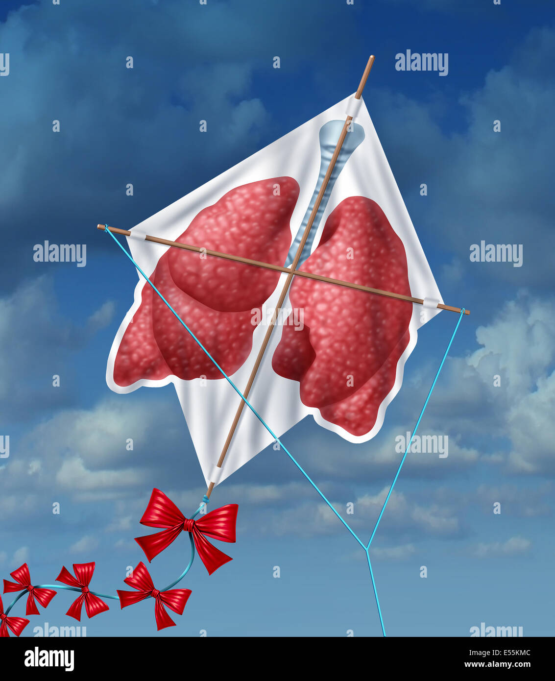 Nei polmoni la libertà e l'aria pulita concetto di qualità e di respirazione sana in un inquinamento Ambiente libero rappresentato dai polmoni umani come Foto Stock