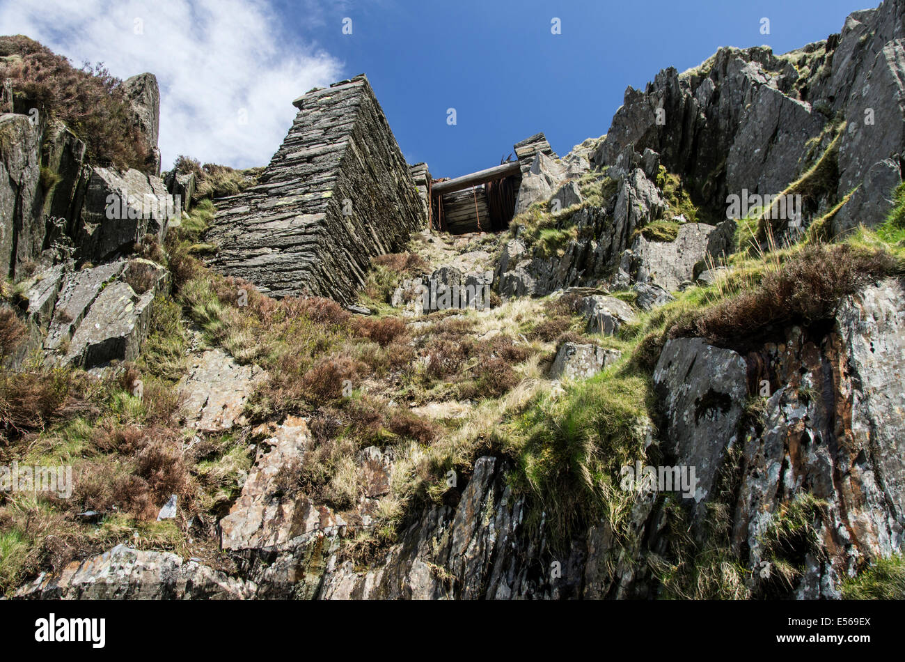 Vista di Rhosydd cava, Tanygrisiau, Blaenau Ffsetiniog in Snowdonia, il Galles del Nord Foto Stock