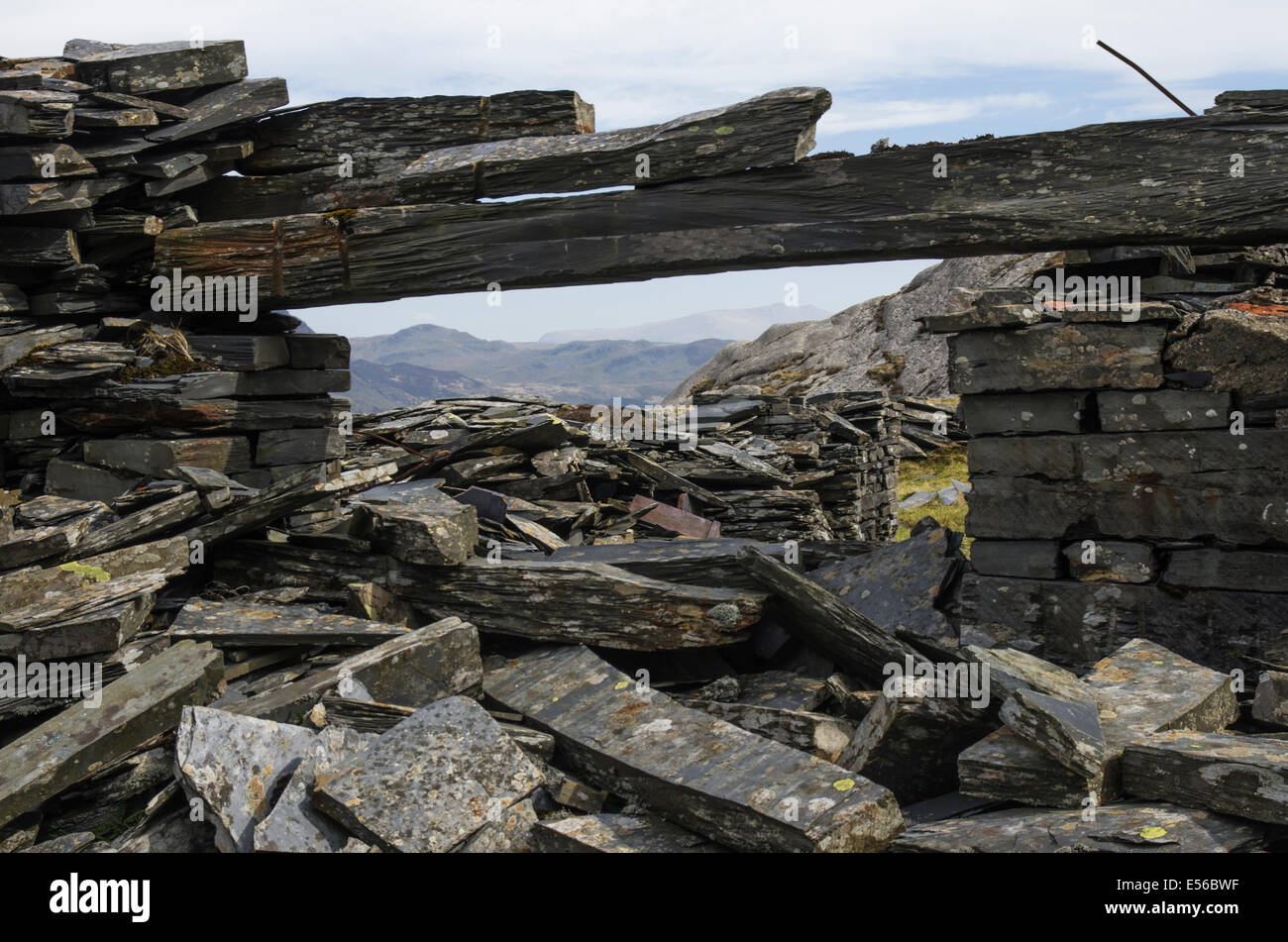 Wrysgan cava, Tanygrisiau, Blaenau Ffsetiniog in Snowdonia, il Galles del Nord Foto Stock