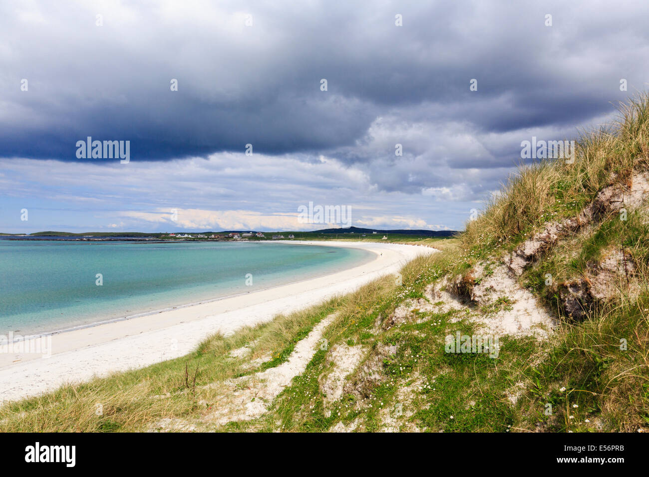 Le dune di sabbia su Traigh Faoghailean nam beach a Balranald RSPB Riserva Naturale North Uist Ebridi Esterne Western Isles della Scozia UK Foto Stock