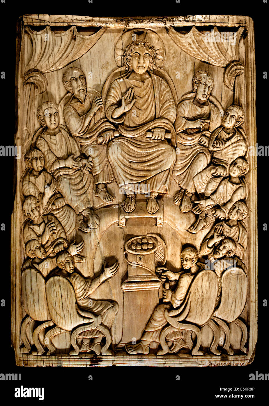 Cristo tra gli Apostoli piastra avorio italiano Italia ( Roma ? ) Del v secolo Foto Stock