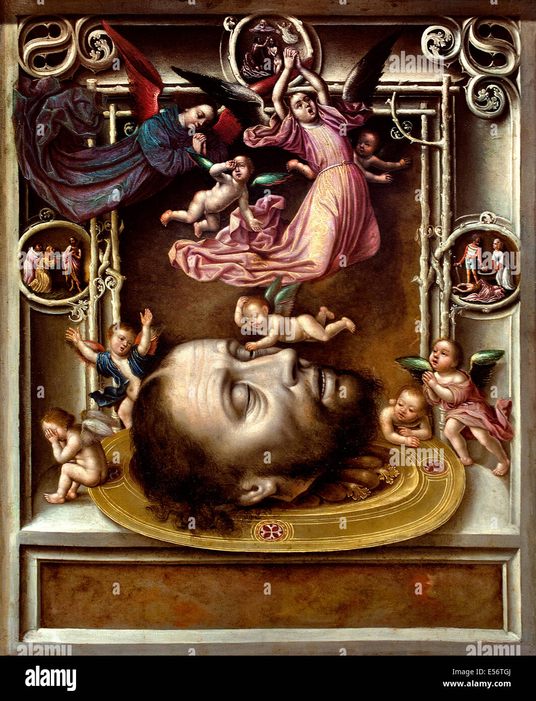 La testa di san Giovanni Battista circondato dagli angeli copia dopo Jan Mostaert 1475 1555 Paesi Bassi Paesi Bassi Foto Stock