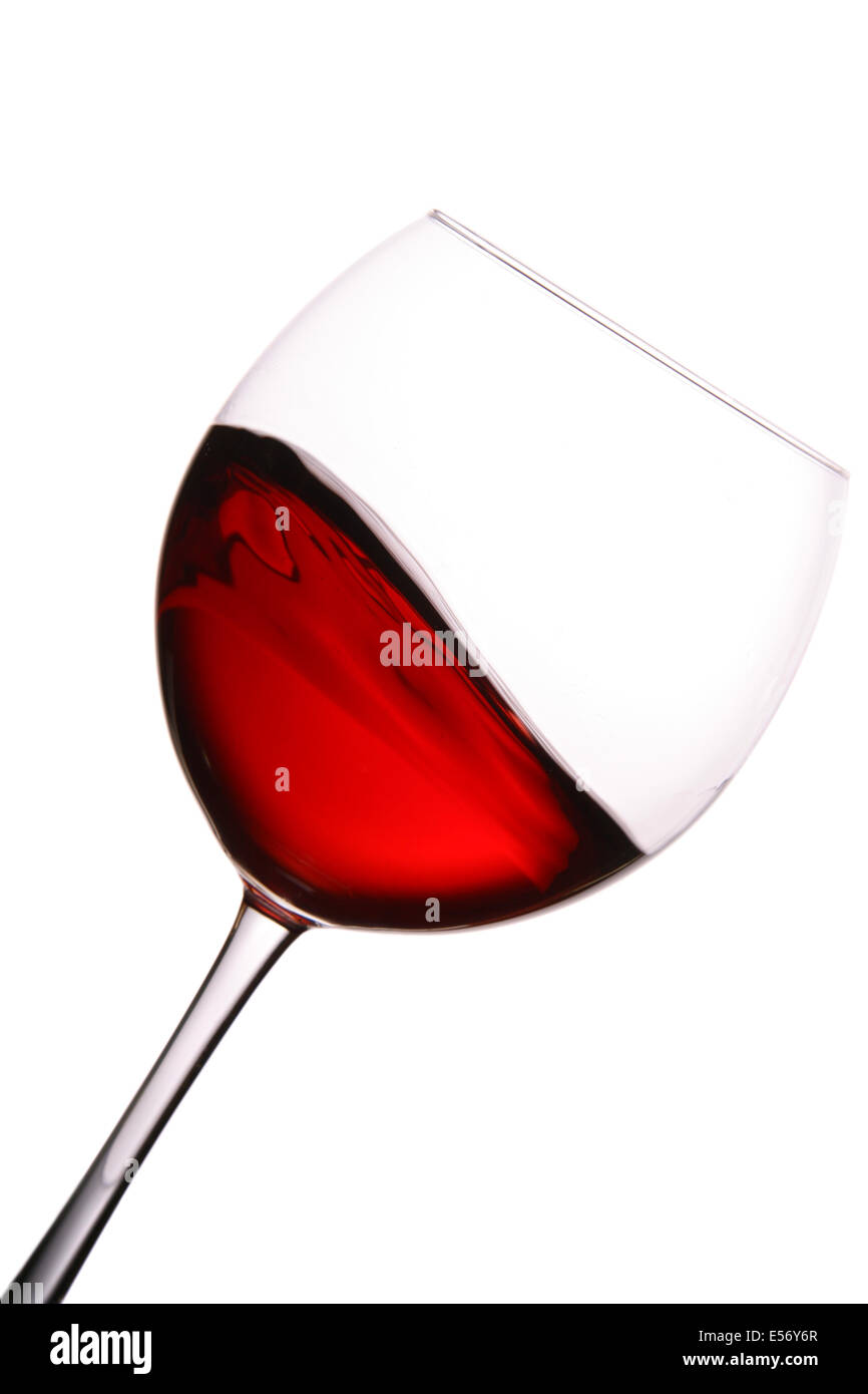 Bicchiere di vino rosso con wave isolate su sfondo bianco Foto Stock