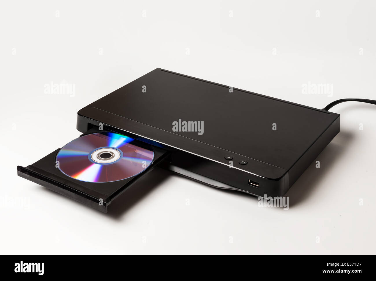 Lettore DVD su sfondo bianco Foto Stock